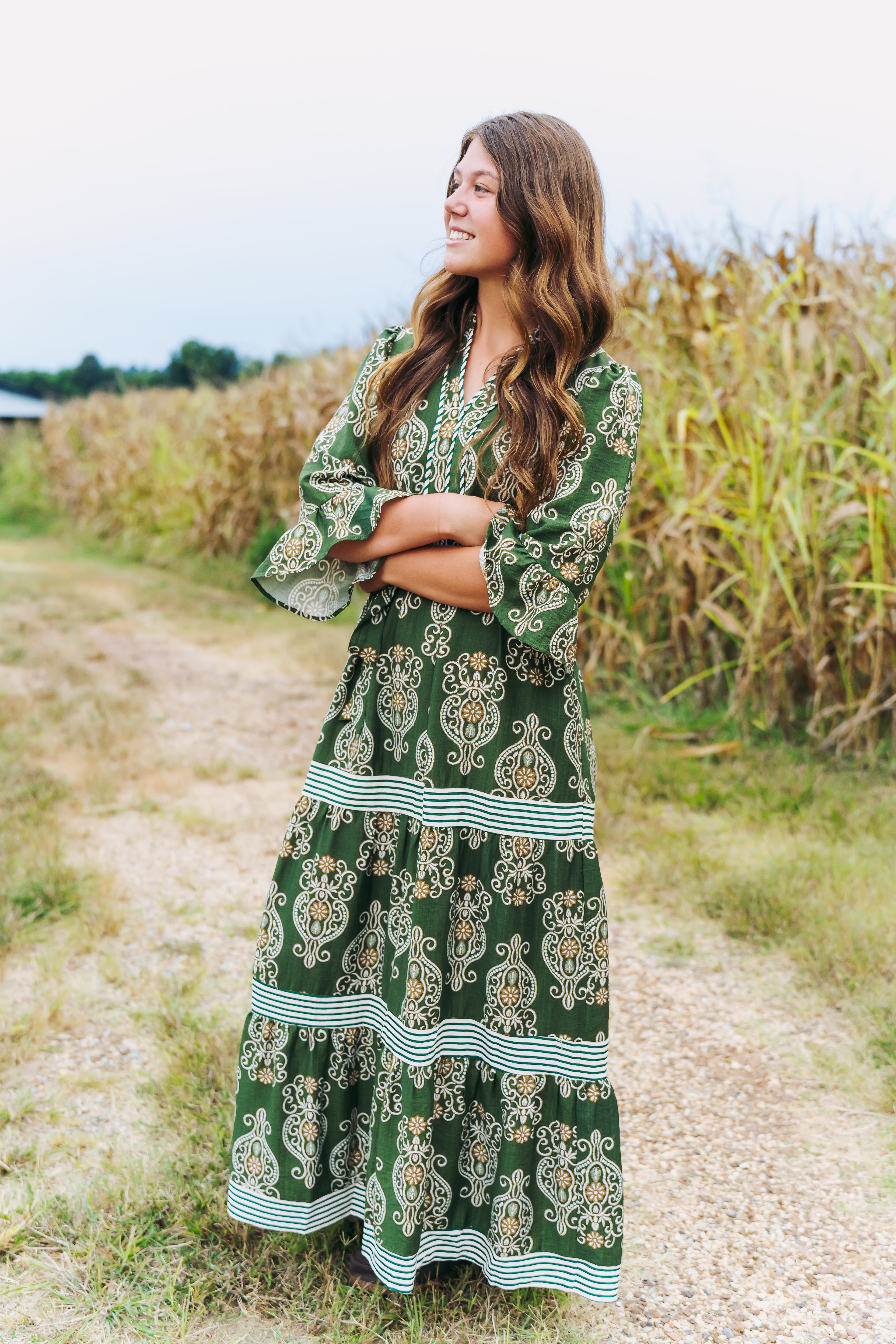Olive Floral Maxi Dress