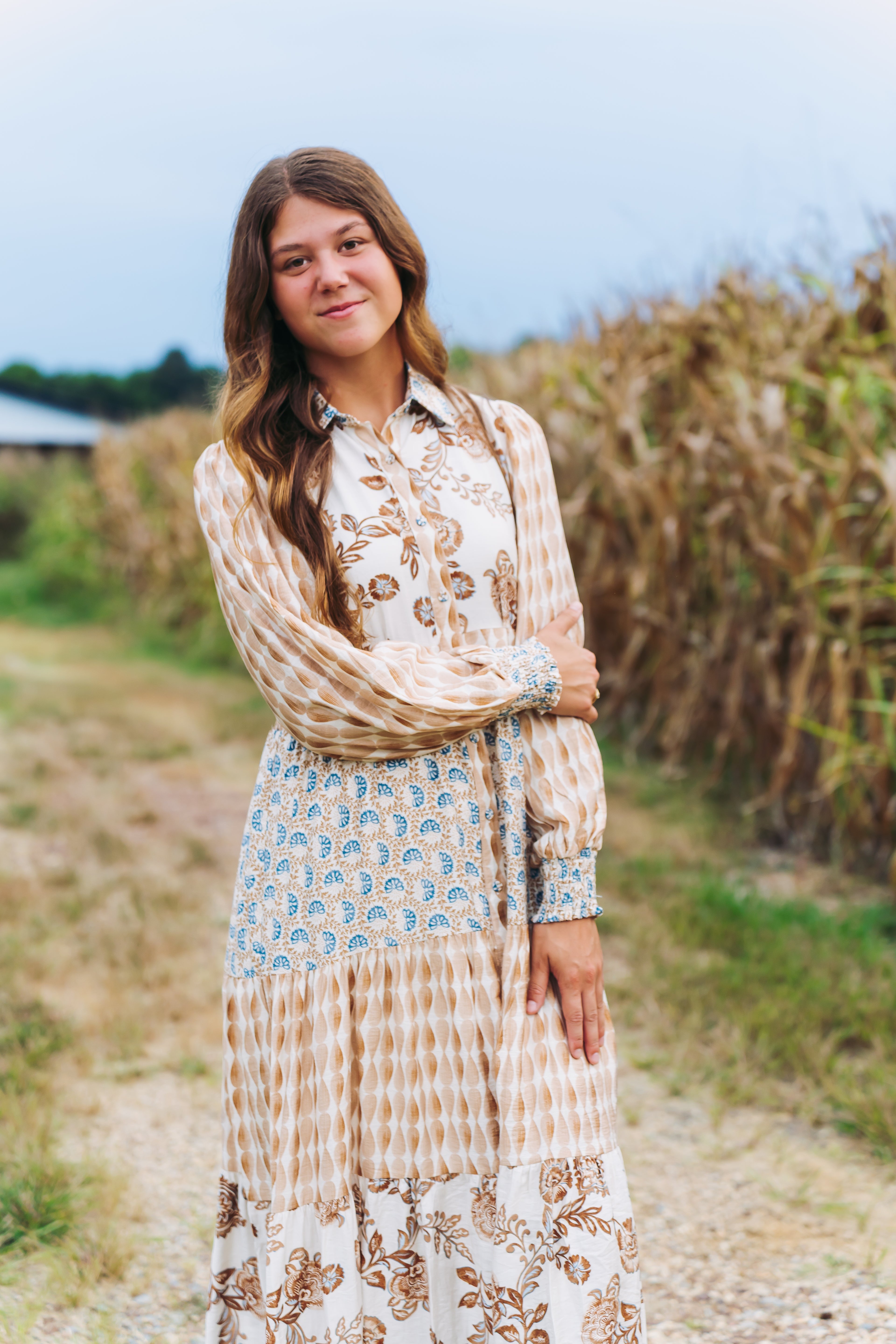 Mixed Print Tiered Dress