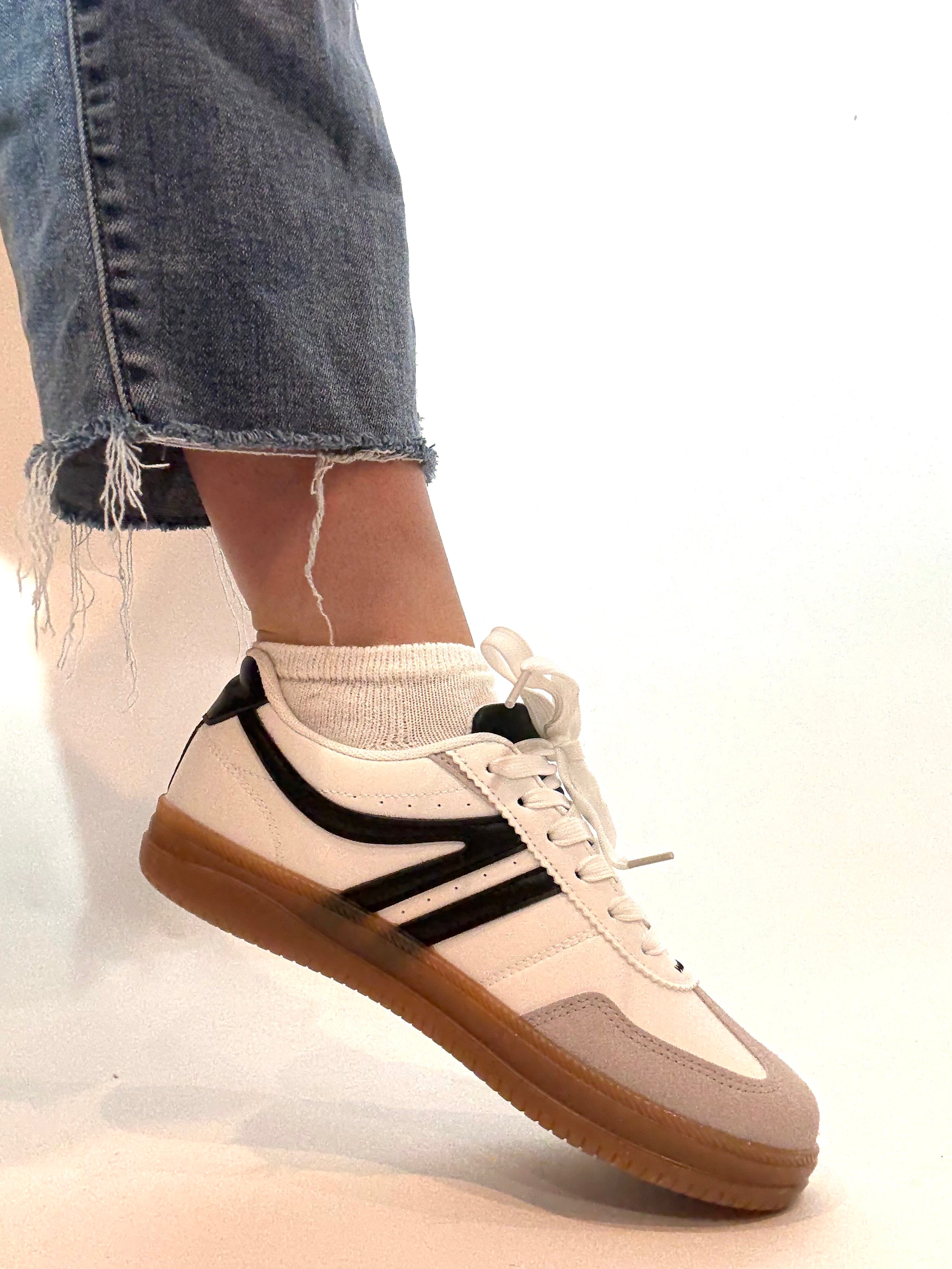Black + White Stripe Sneakers