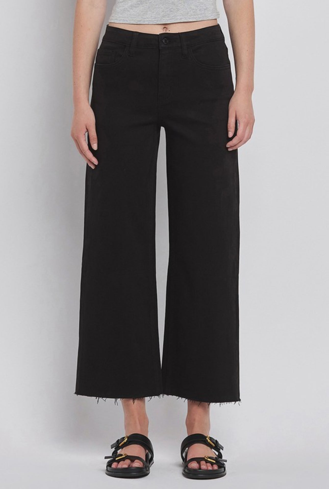 Black Wide-Leg Crop Jeans