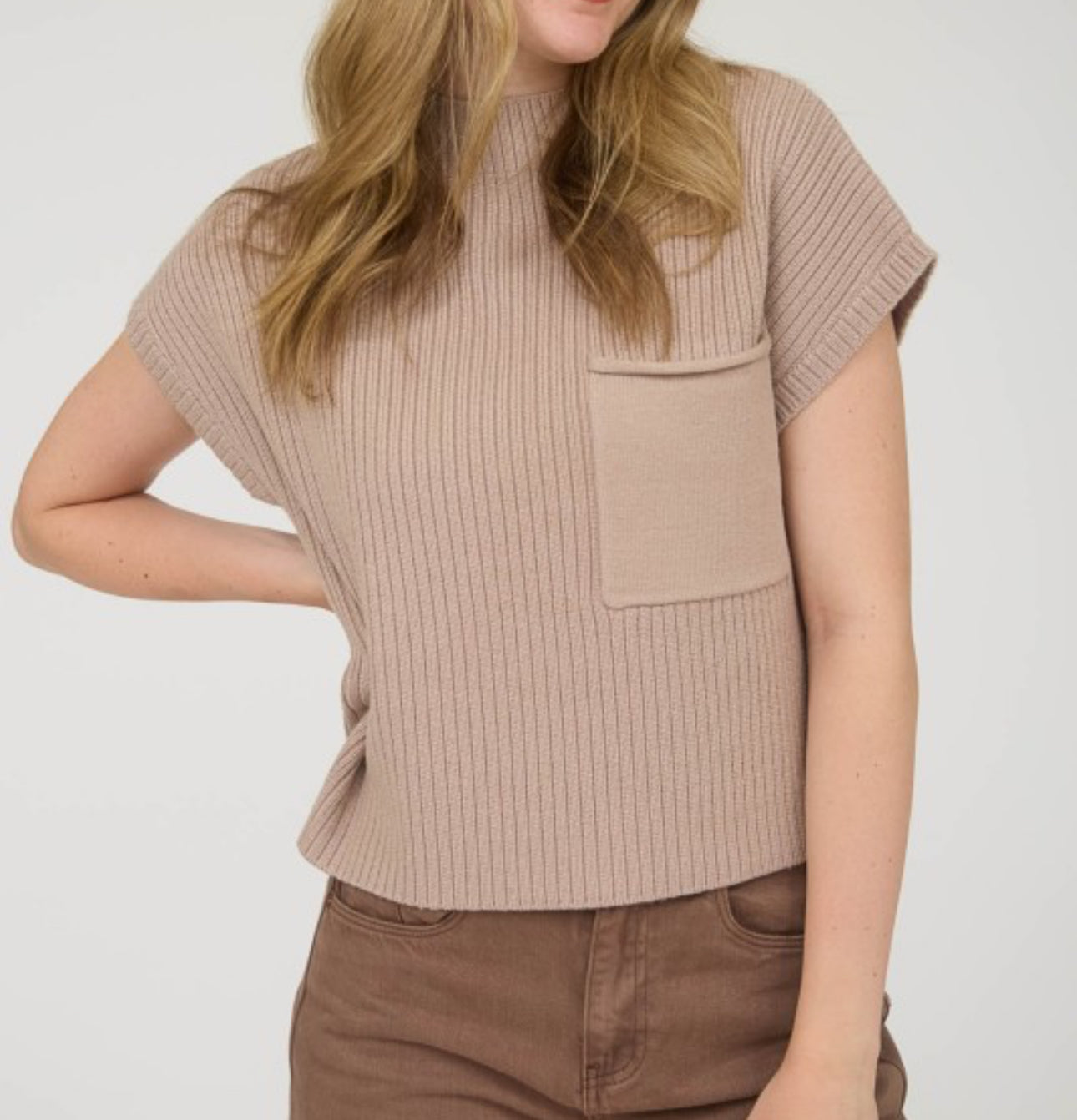 Light Taupe Mock Neck Sweater