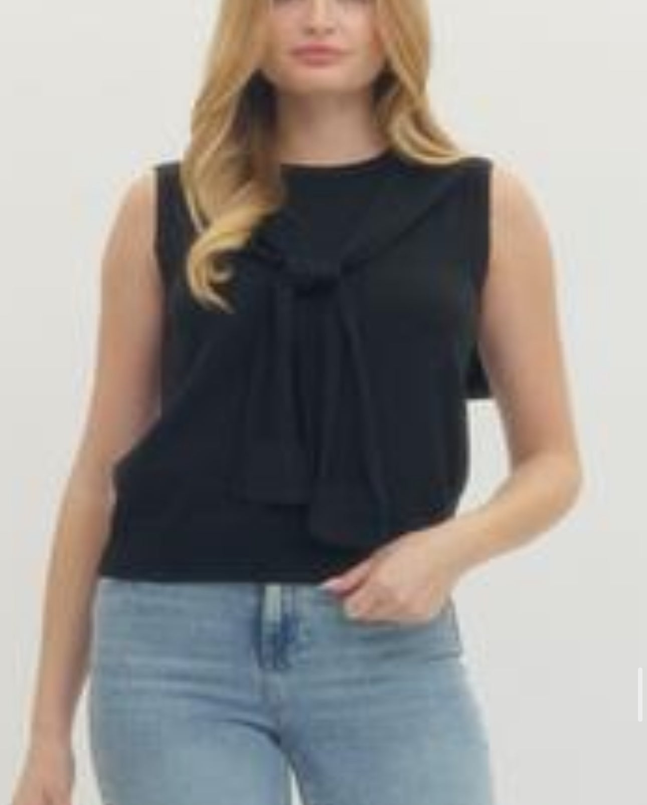 Black Front Tie Sweater