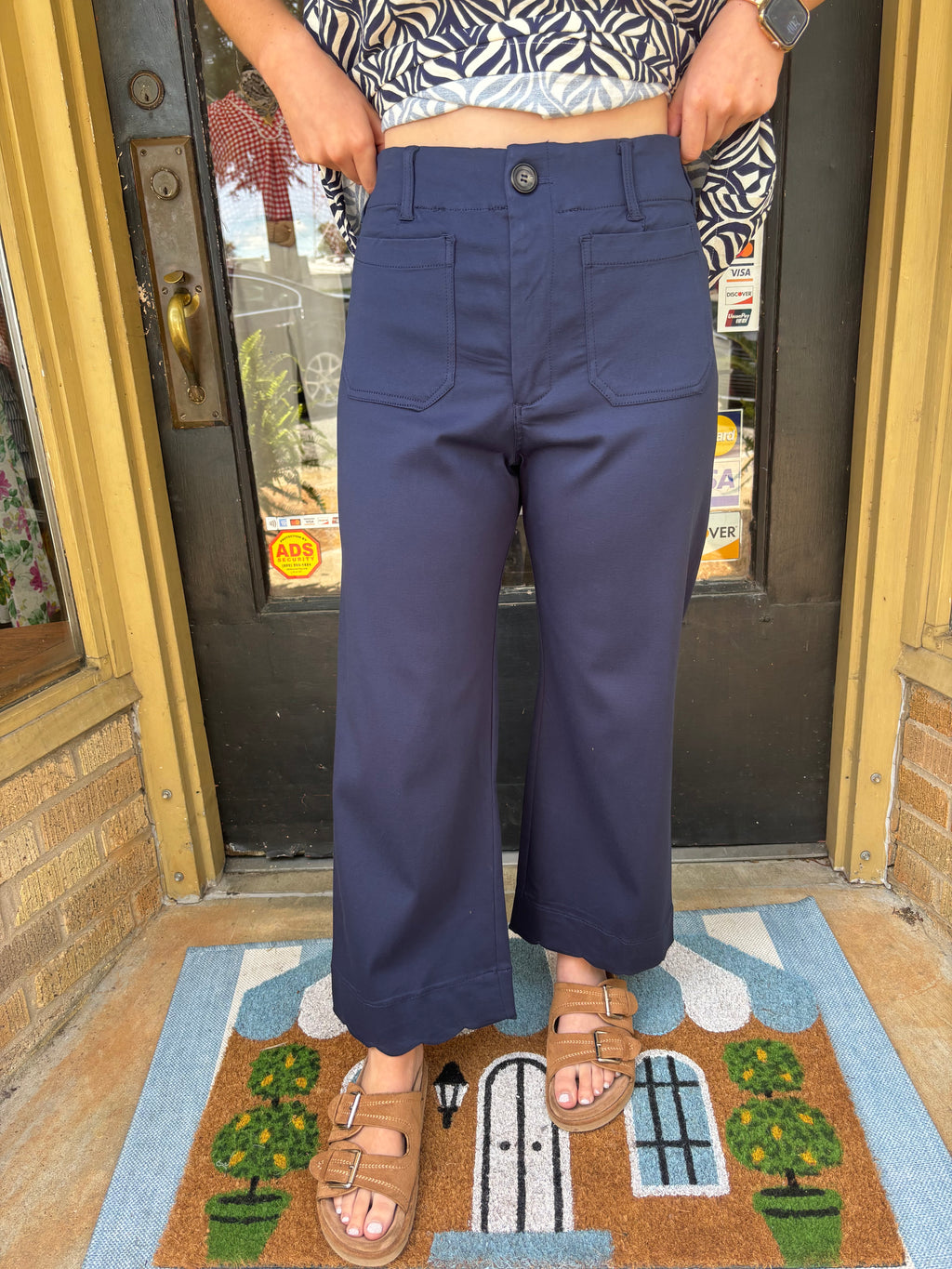 Scallop Hem Wide Leg Pants