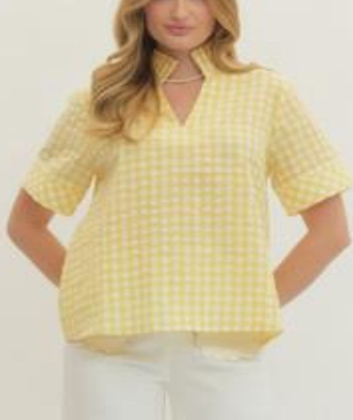 Lemon Gingham Top