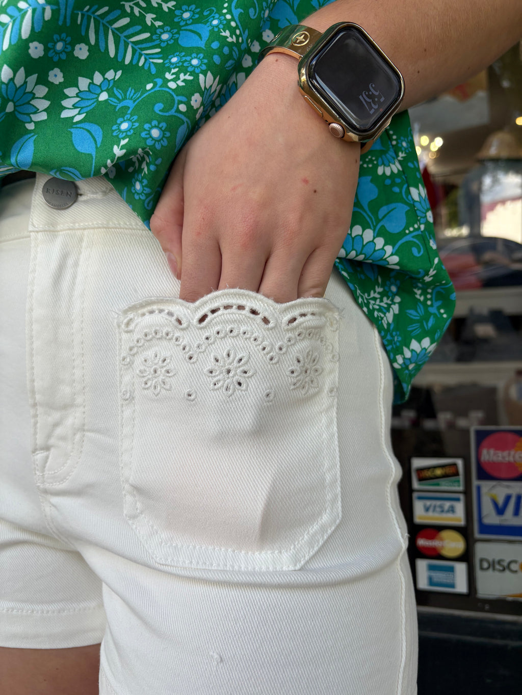 Risen Cream Dream Eyelet Shorts