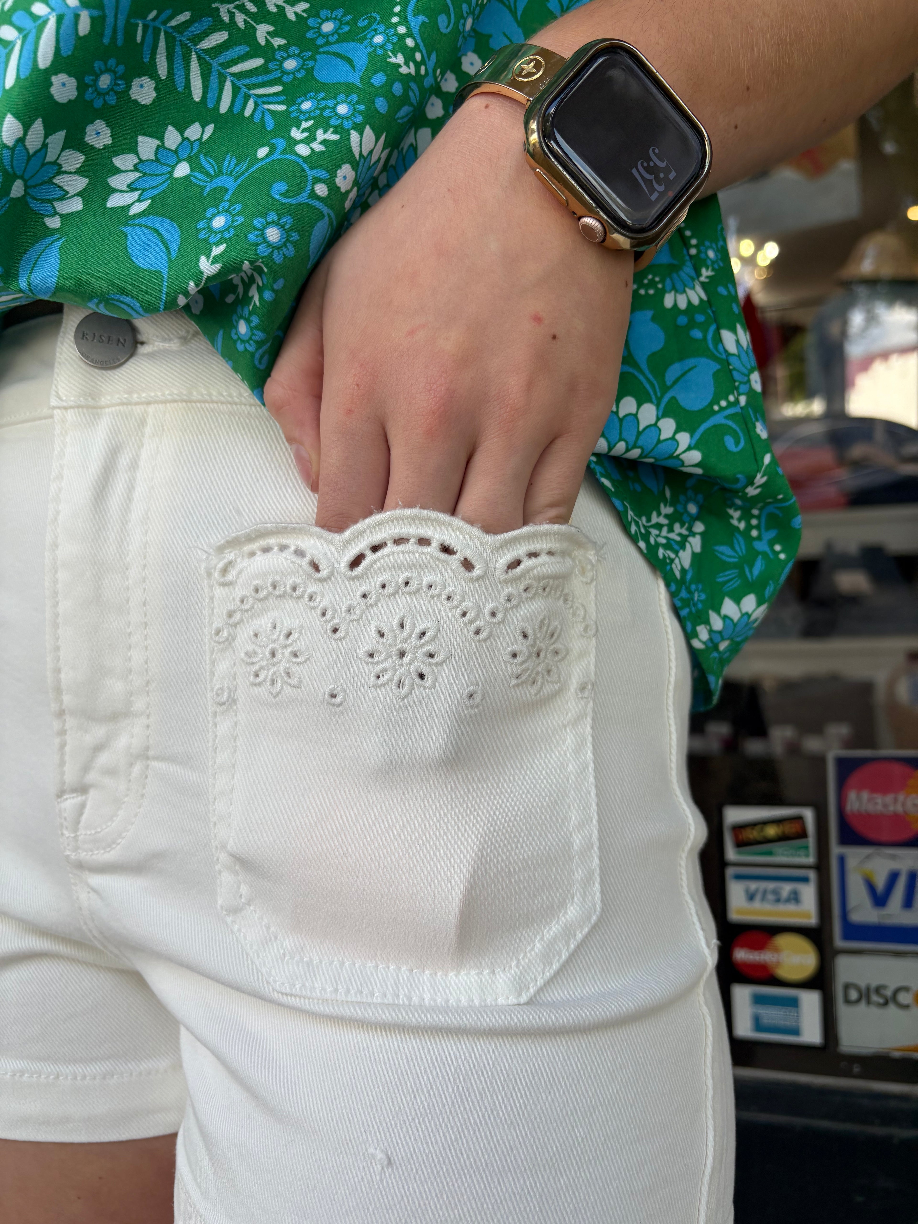 Risen Cream Dream Eyelet Shorts