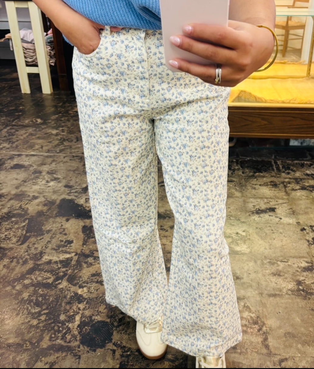 Blue Floral Pants