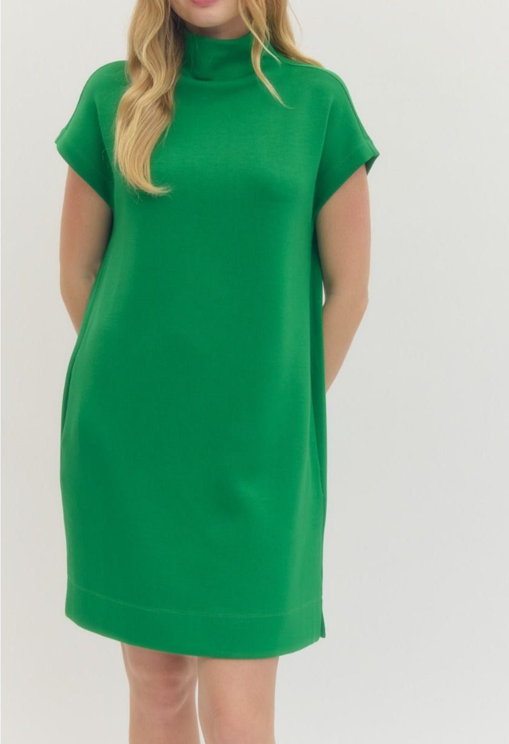 Kelly Green Mock Neck Dress