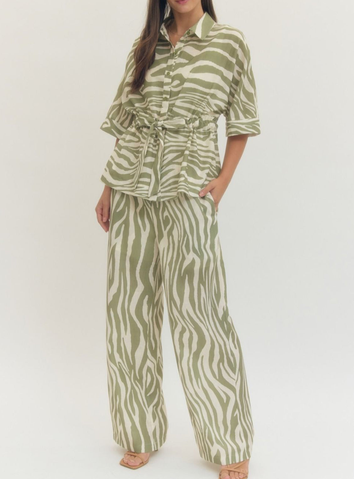 Sage Zebra Top