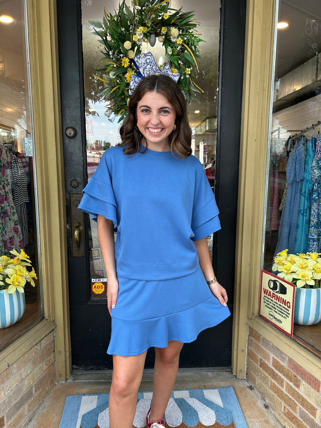 Misty Blue Ruffle Top