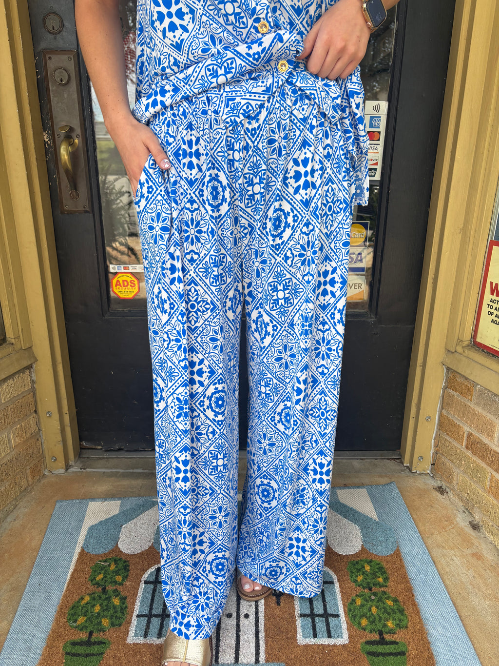 Shoreline Tiles Pants- Blue