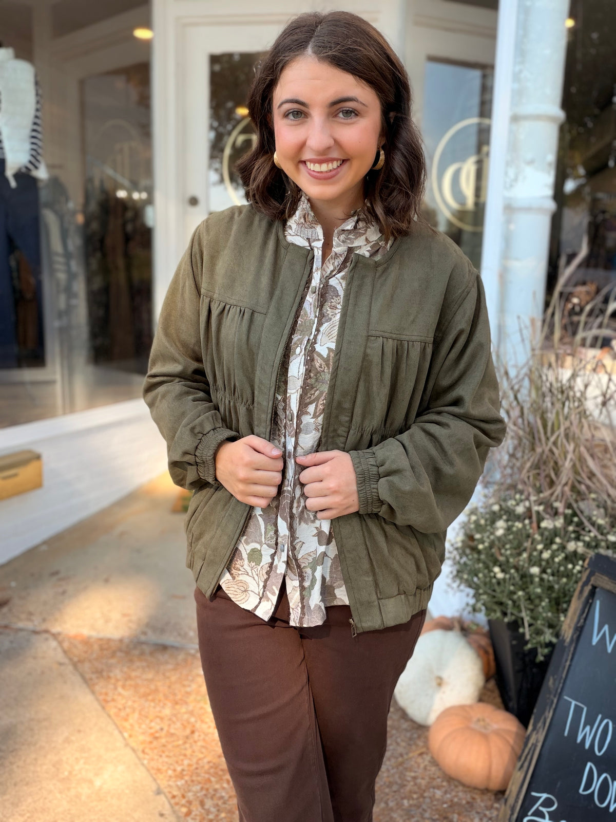 Backroads Suede Jacket- Olive