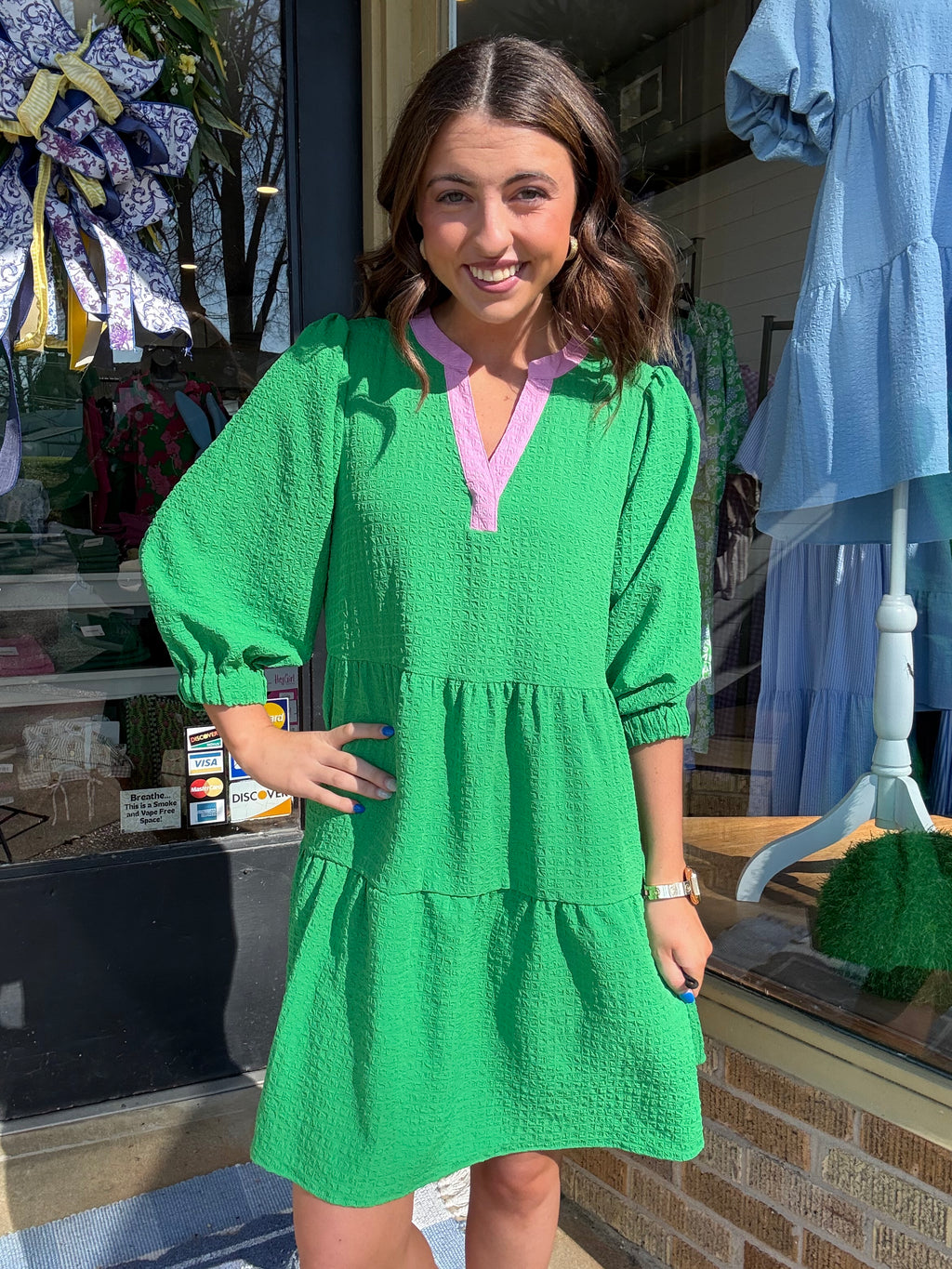 Mary Square Cooper Green Dress