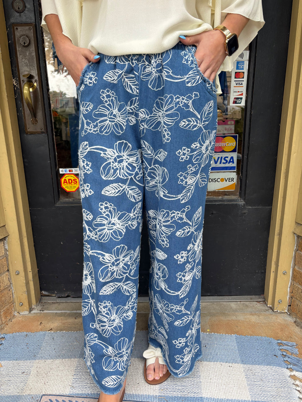 Chambray Blossom Pants