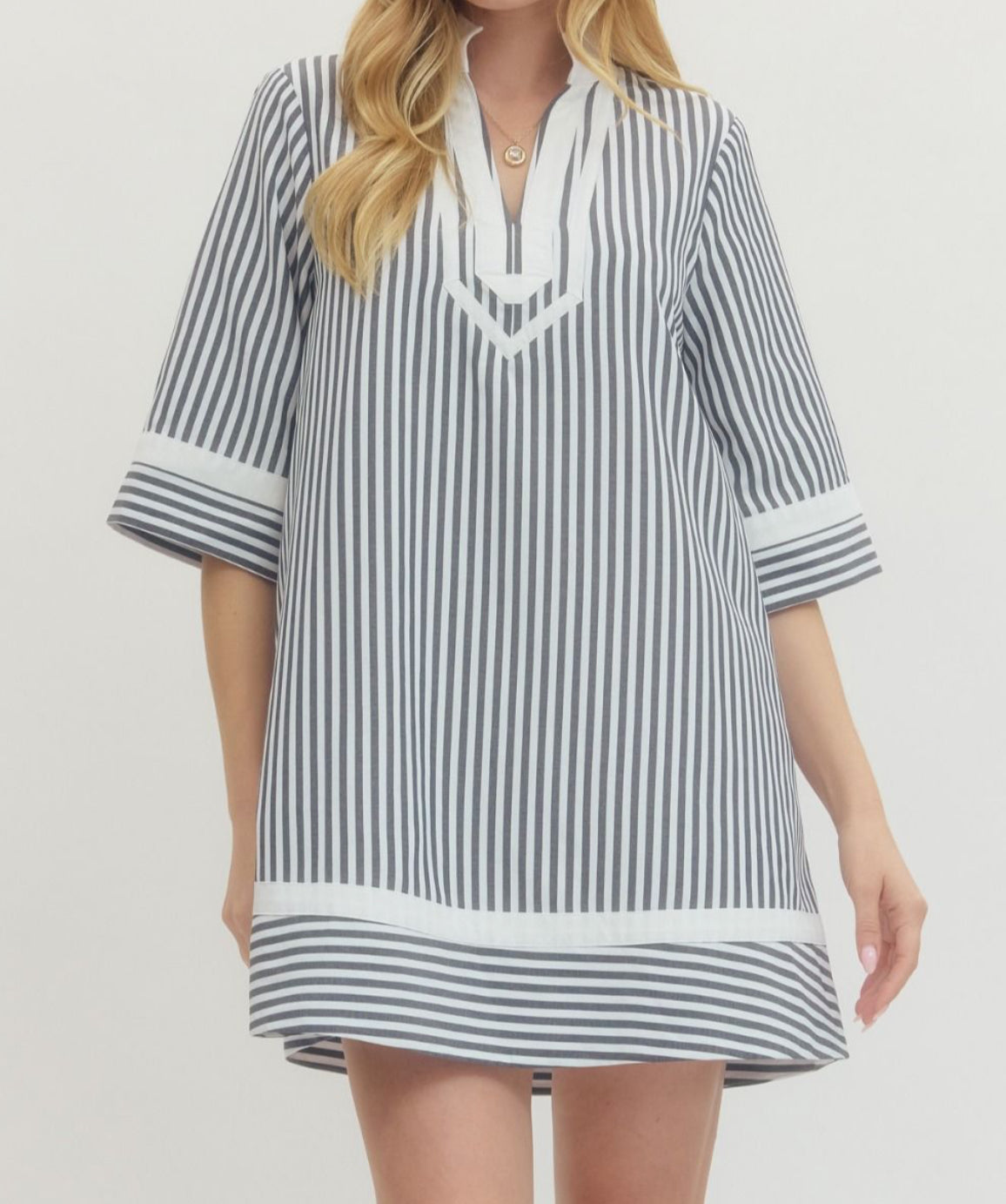 Black Striped A-Line Dress