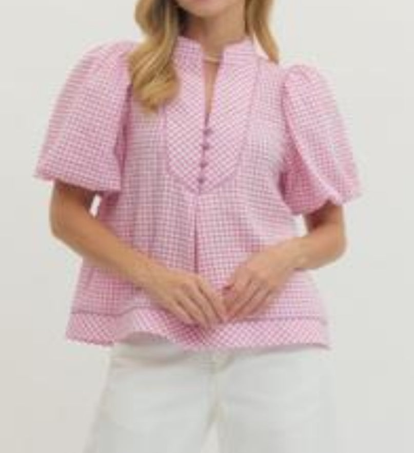Baby Pink Gingham Blouse
