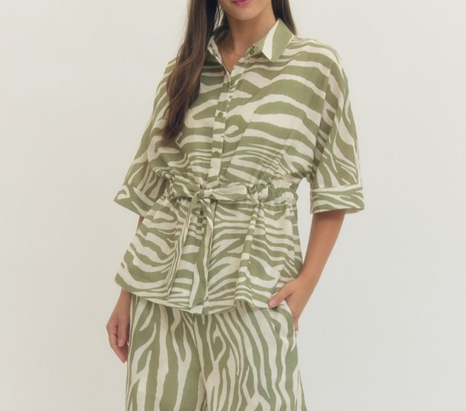 Sage Zebra Top