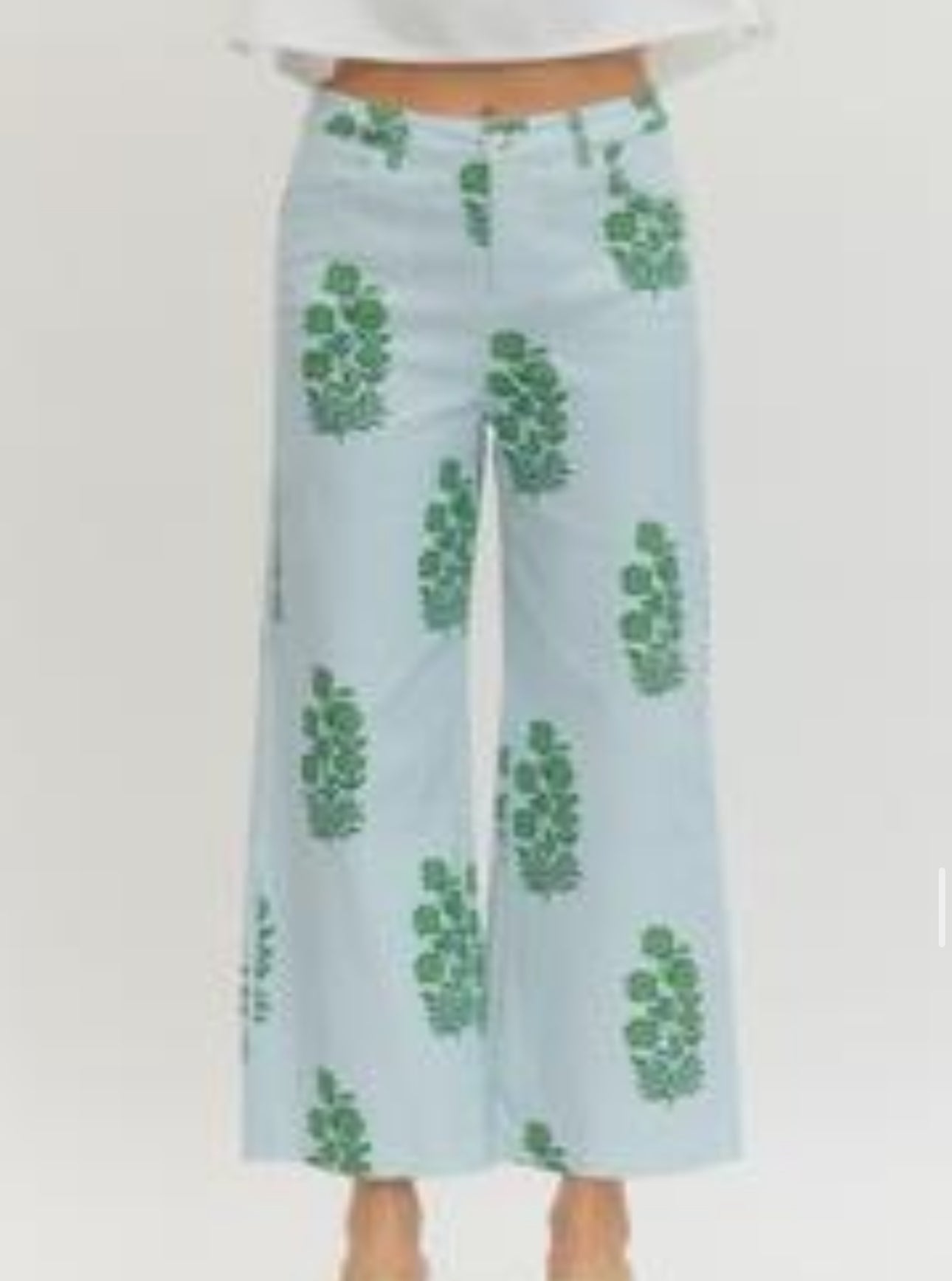 Blue/Green Floral Striped Pants