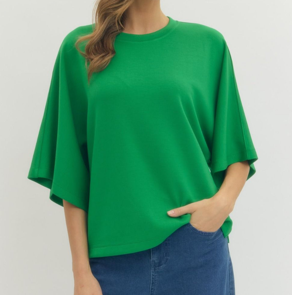 Green Flowy Sleeve Top