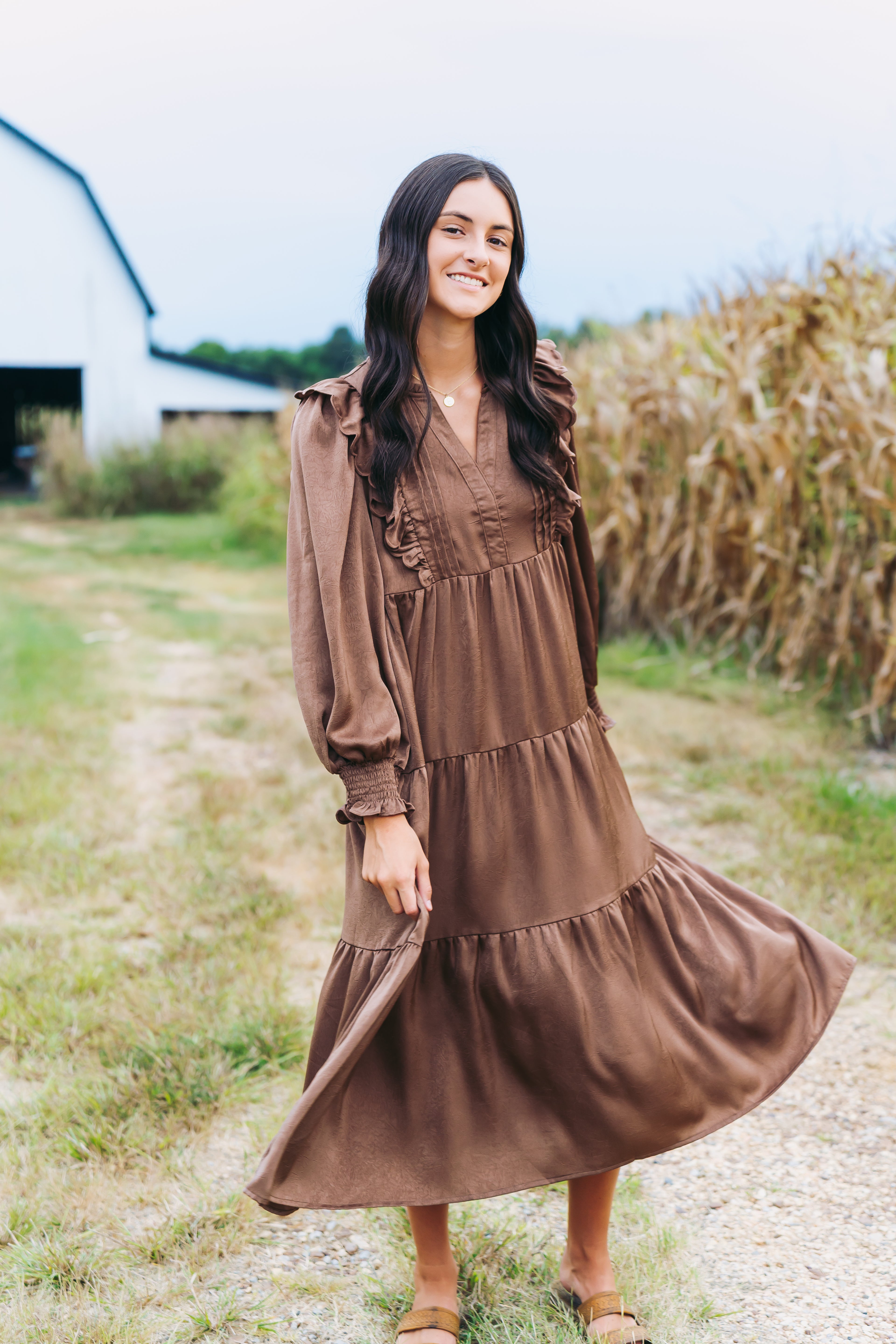 Mocha Tiered Midi Dress