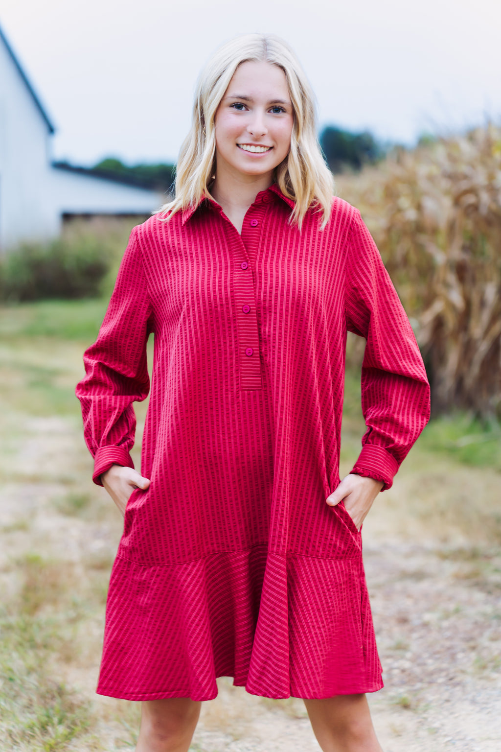 Rust Mini Dress with Pockets