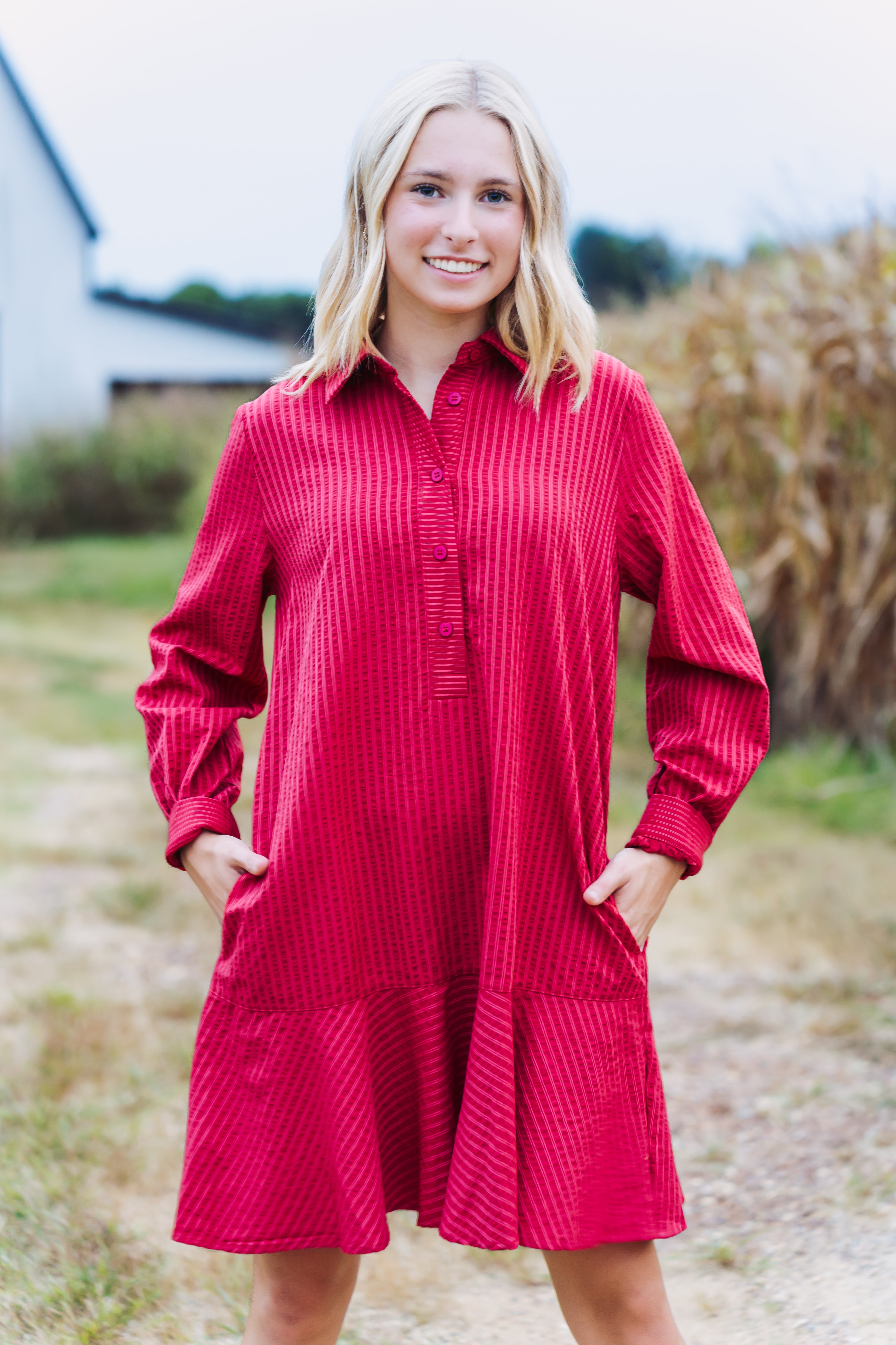 Rust Mini Dress with Pockets