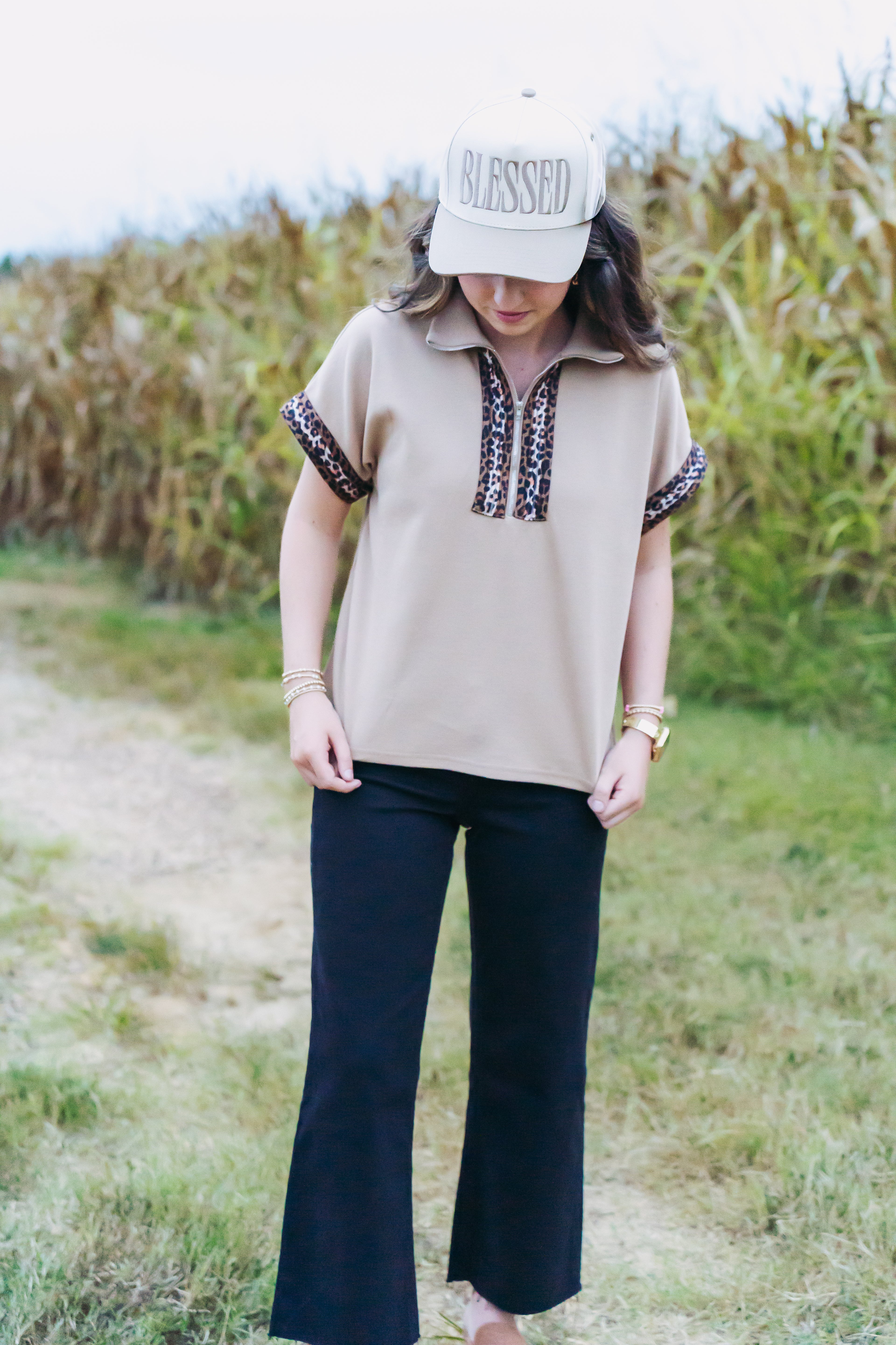 Leopard Contrast Top