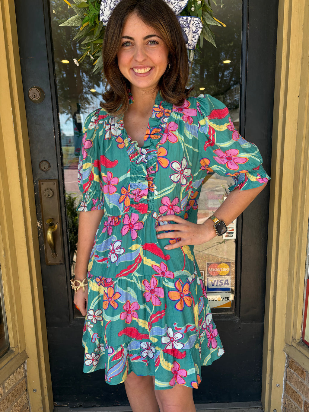 Jade Bloom Dress- Mini