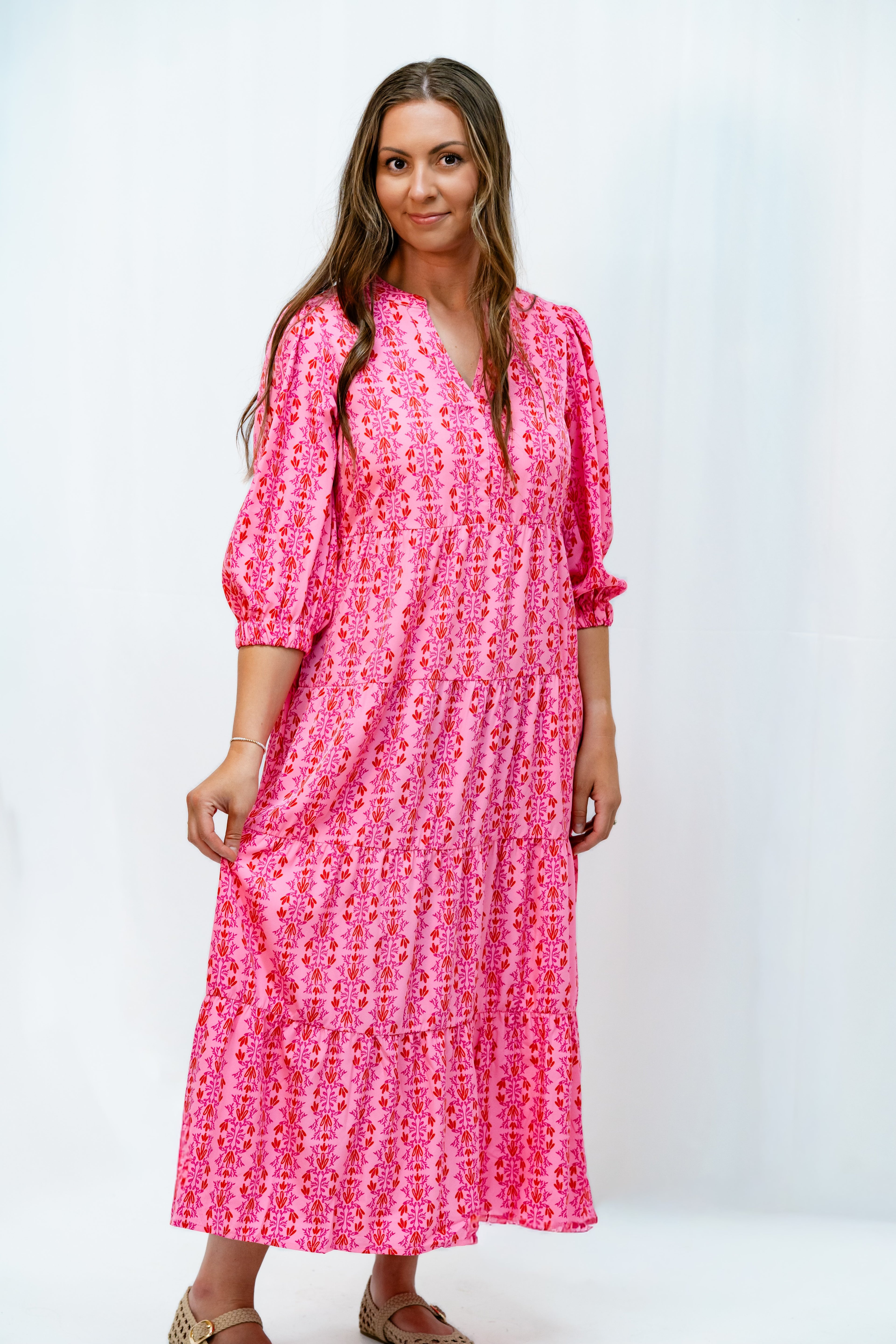 Mary Square Heirloom Vine Pink Dress