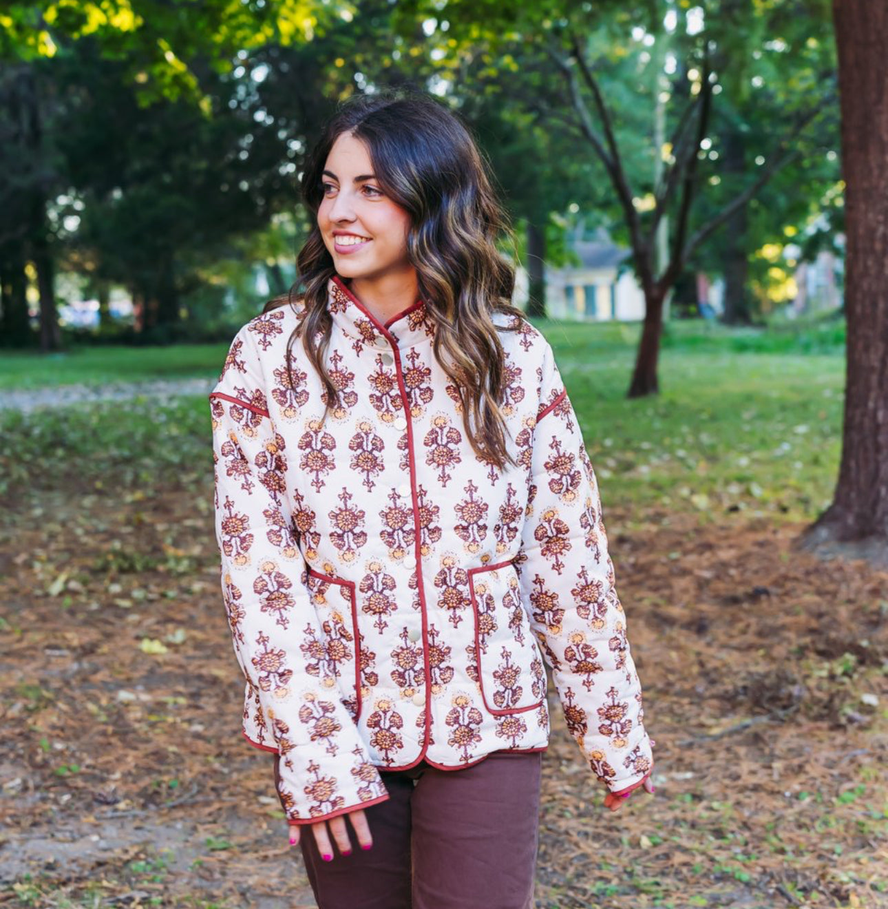 Ivory Floral Puff Jacket
