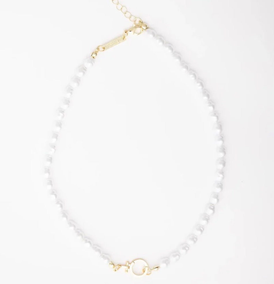 Pearl Thea Charm Necklace- Slide On