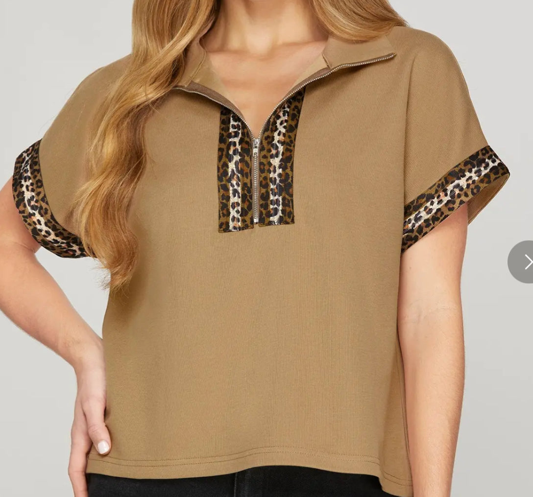 Leopard Contrast Top