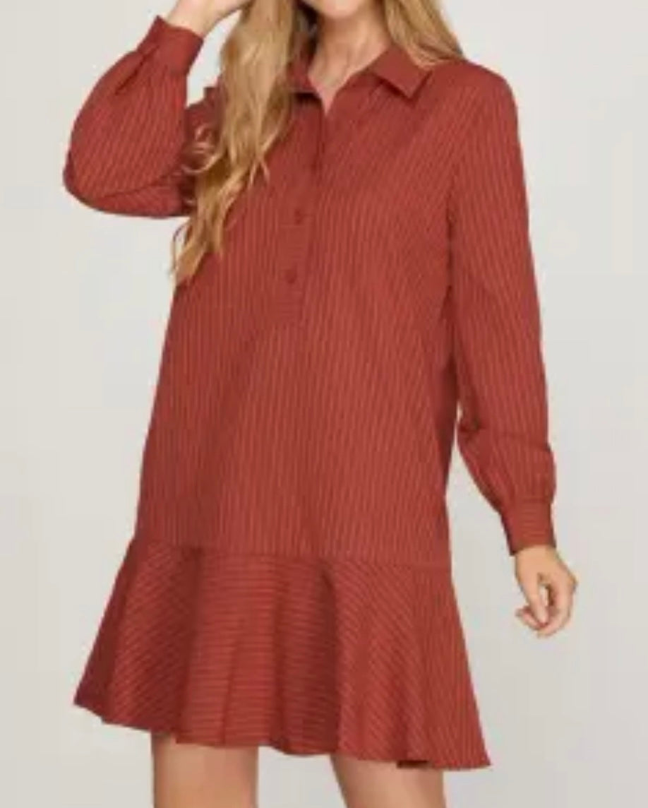 Rust Mini Dress with Pockets