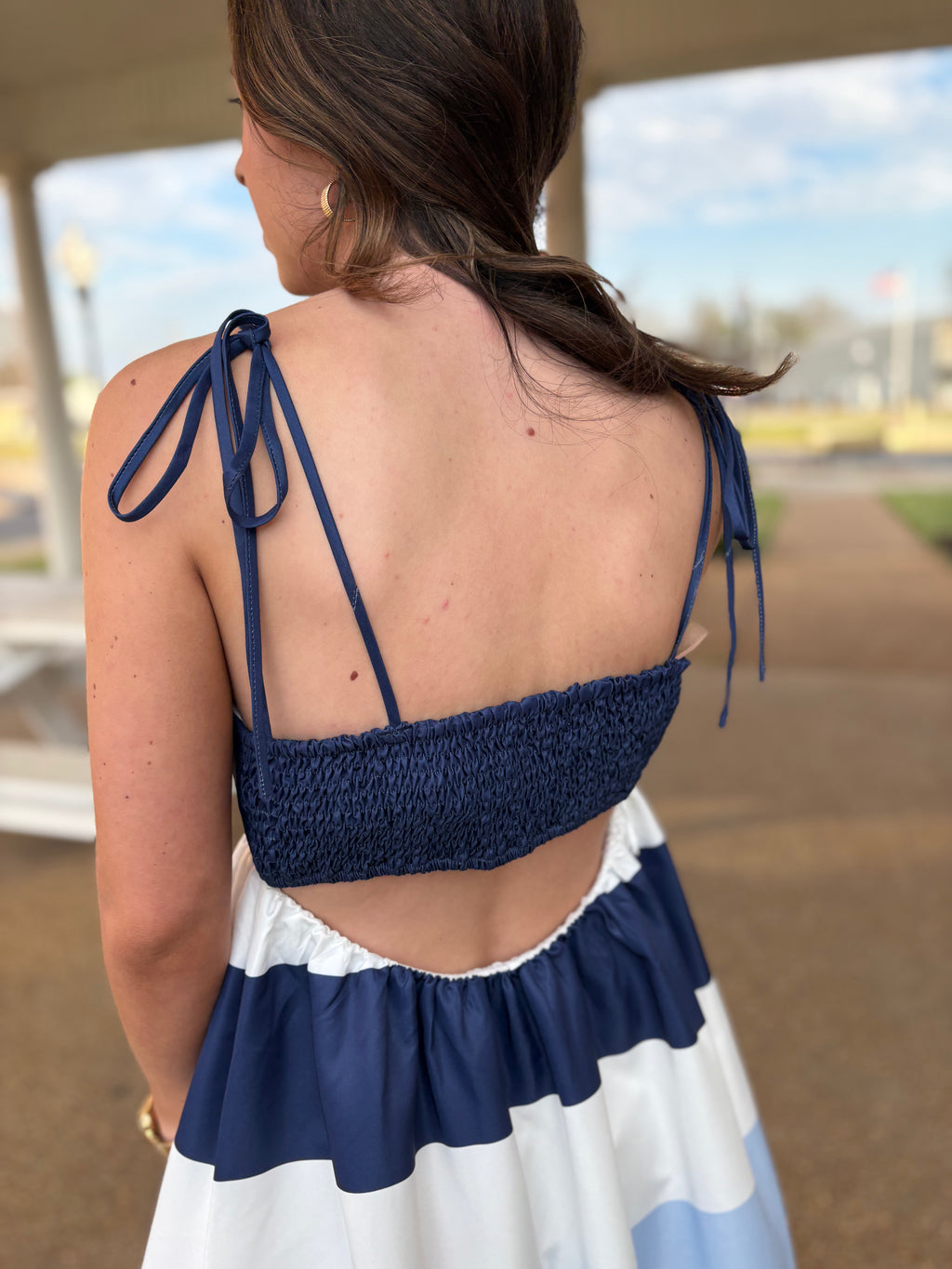 Navy/Blue Stripe Maxi Dress