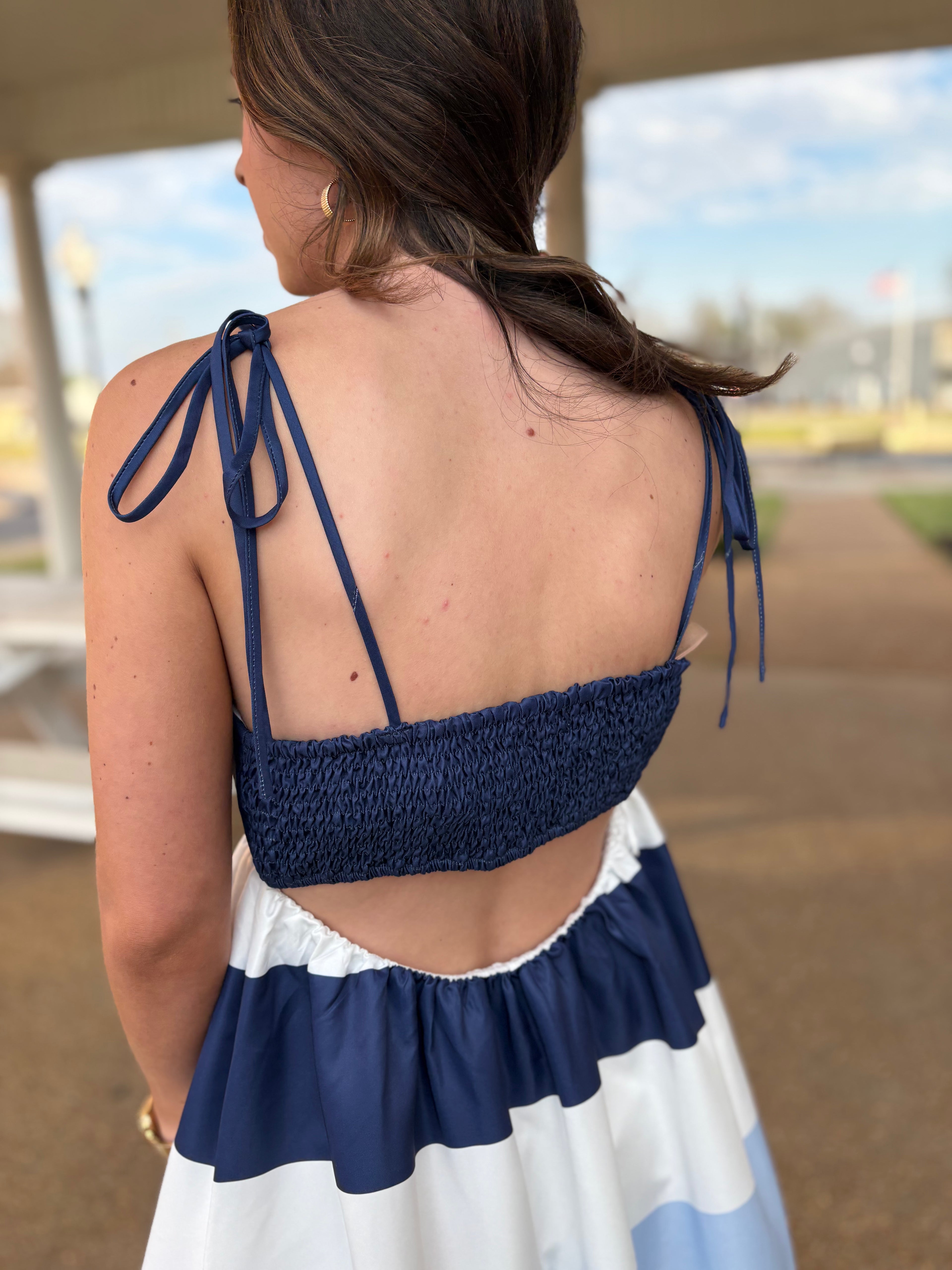 Navy/Blue Stripe Maxi Dress