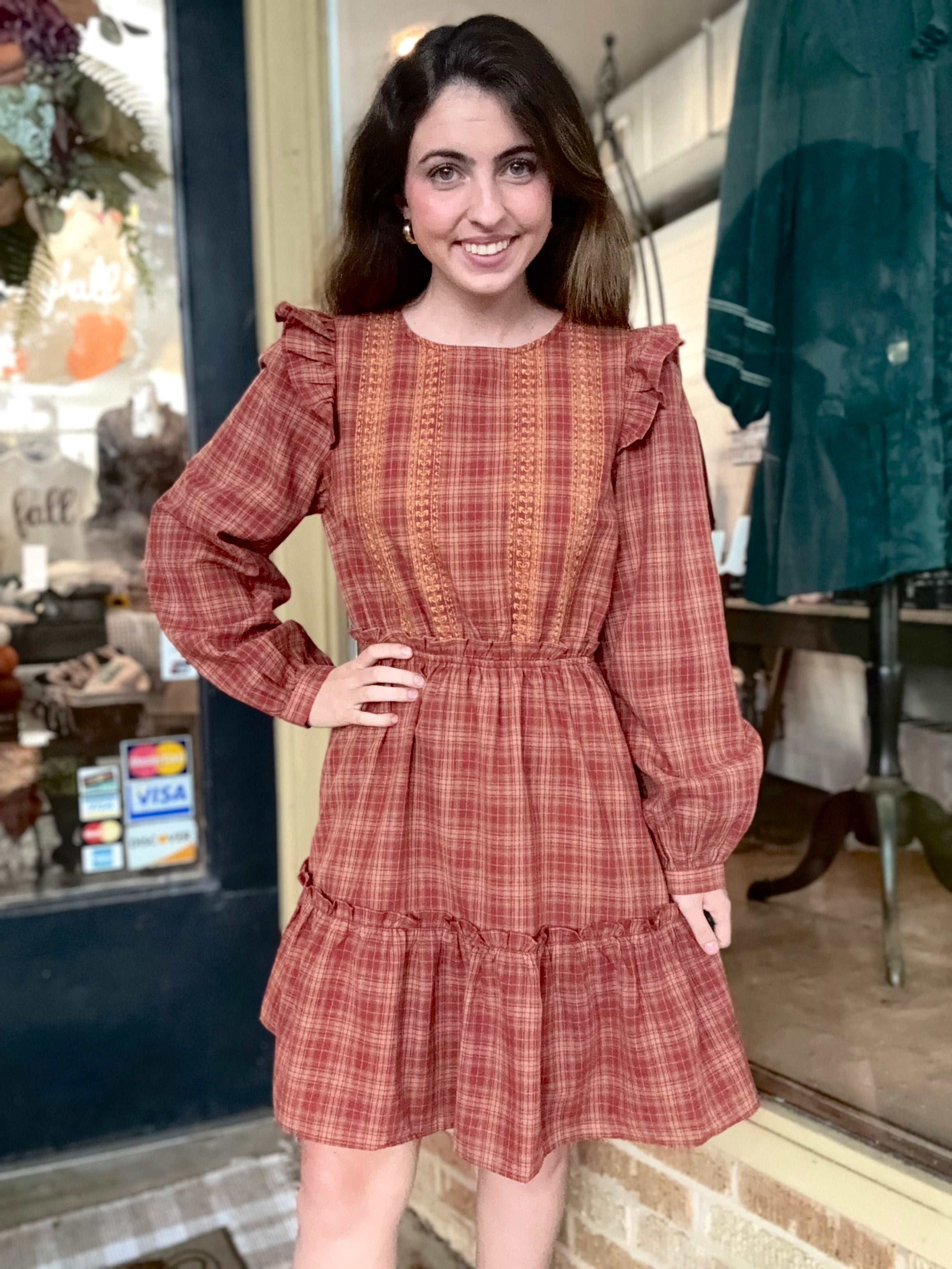 Red/Brown Plaid Dress
