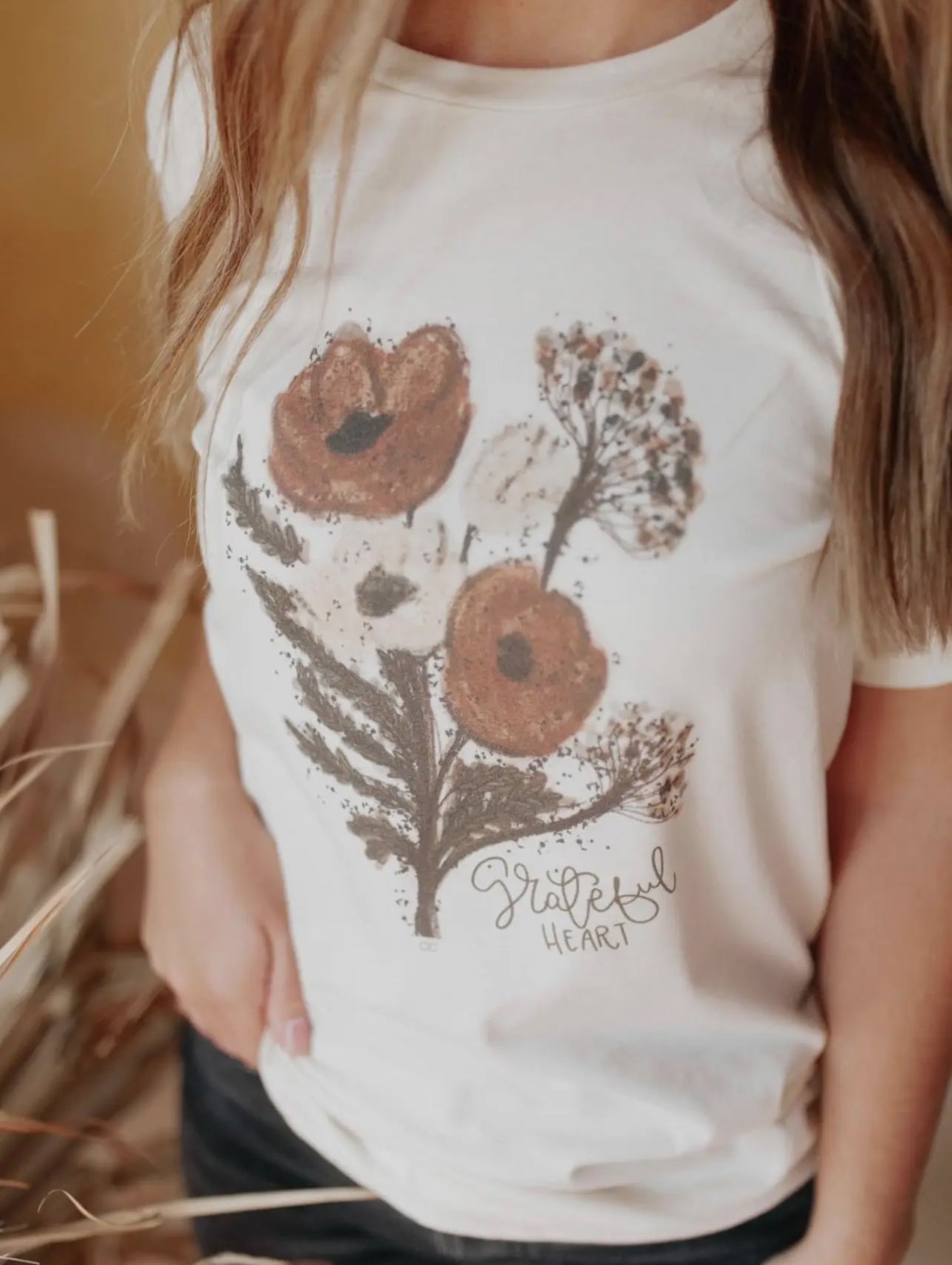 Grateful Heart Flowers Tee