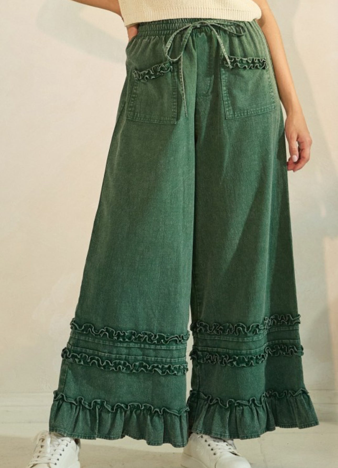 Forest Green Ruffle Pants