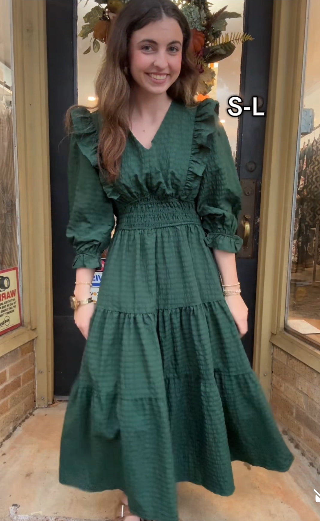 Palm Green Smocked Maxi Dress