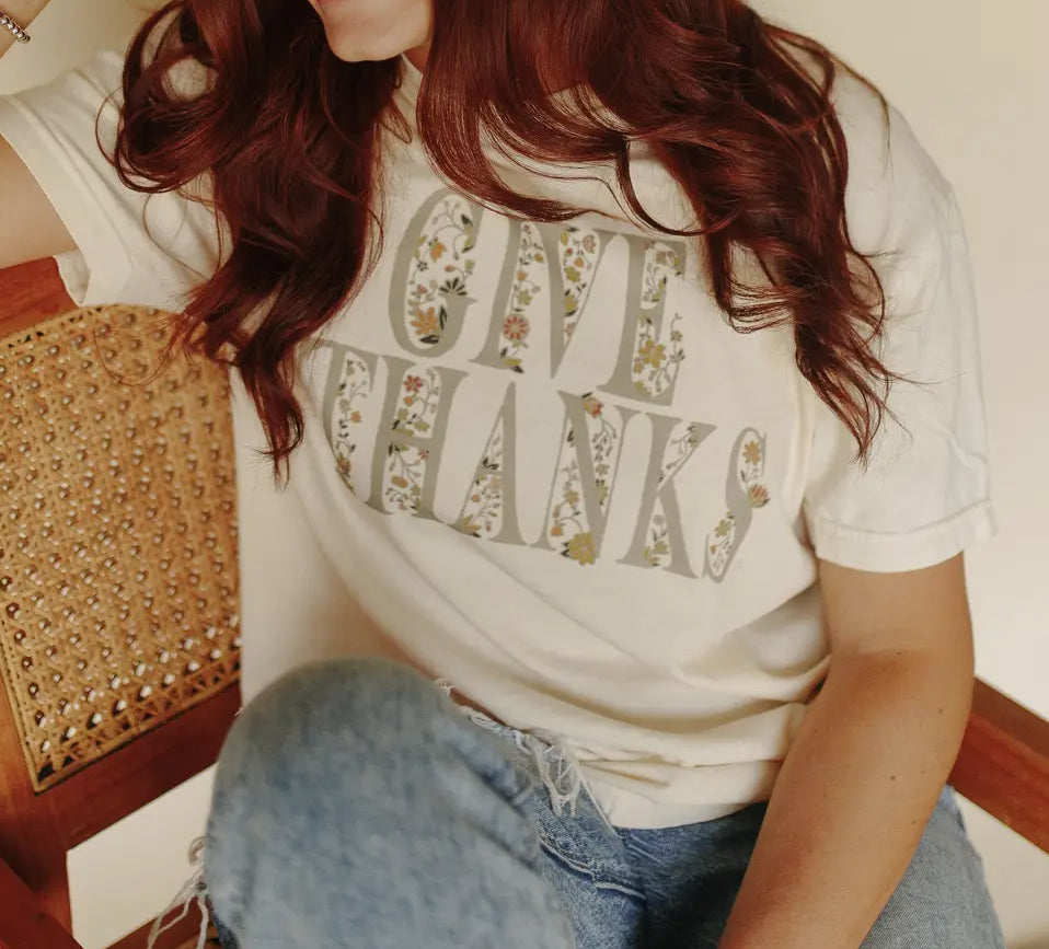 Floral Give Thanks Tee