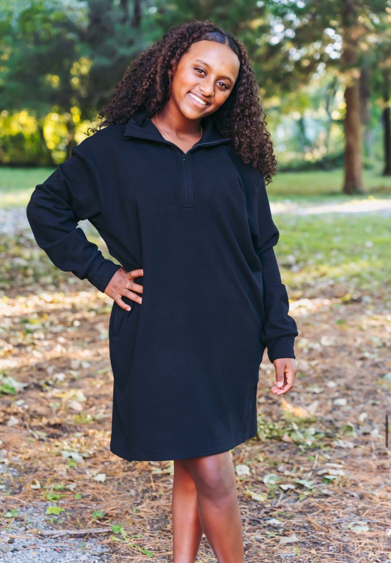 Black Quarter Zip Lounge Dress