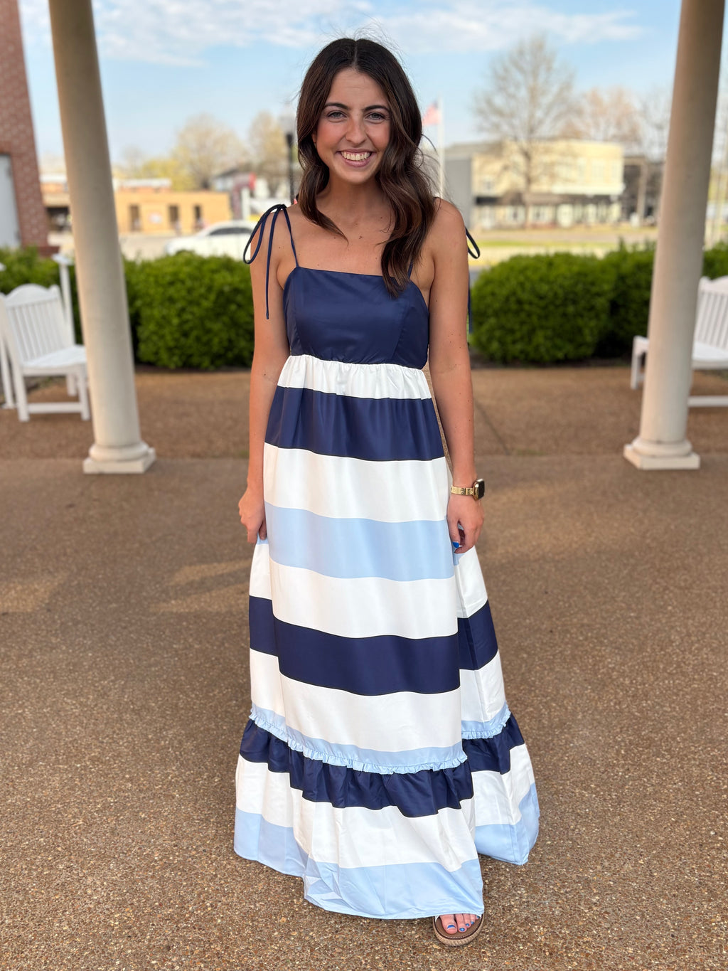 Navy/Blue Stripe Maxi Dress
