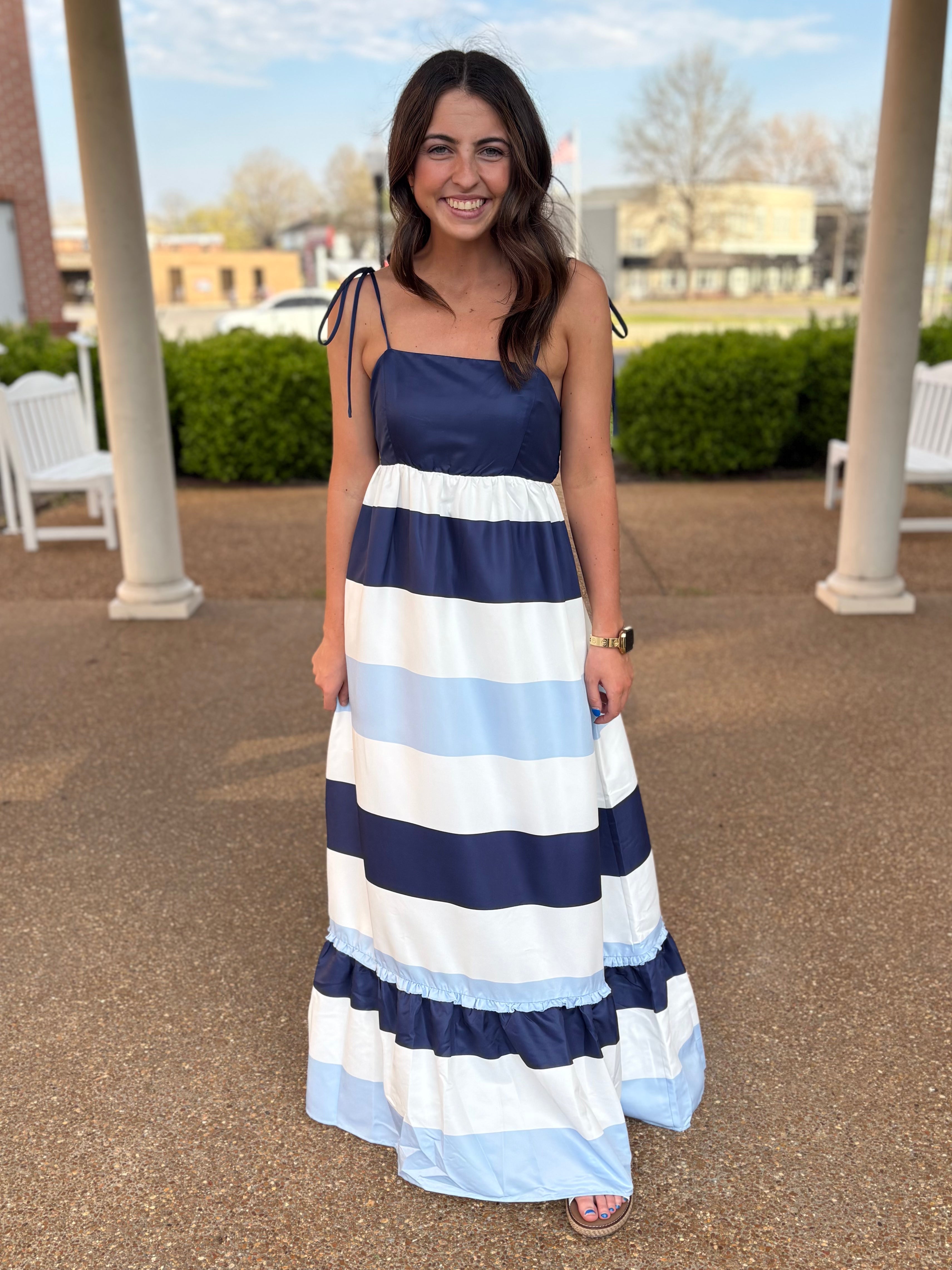 Navy/Blue Stripe Maxi Dress
