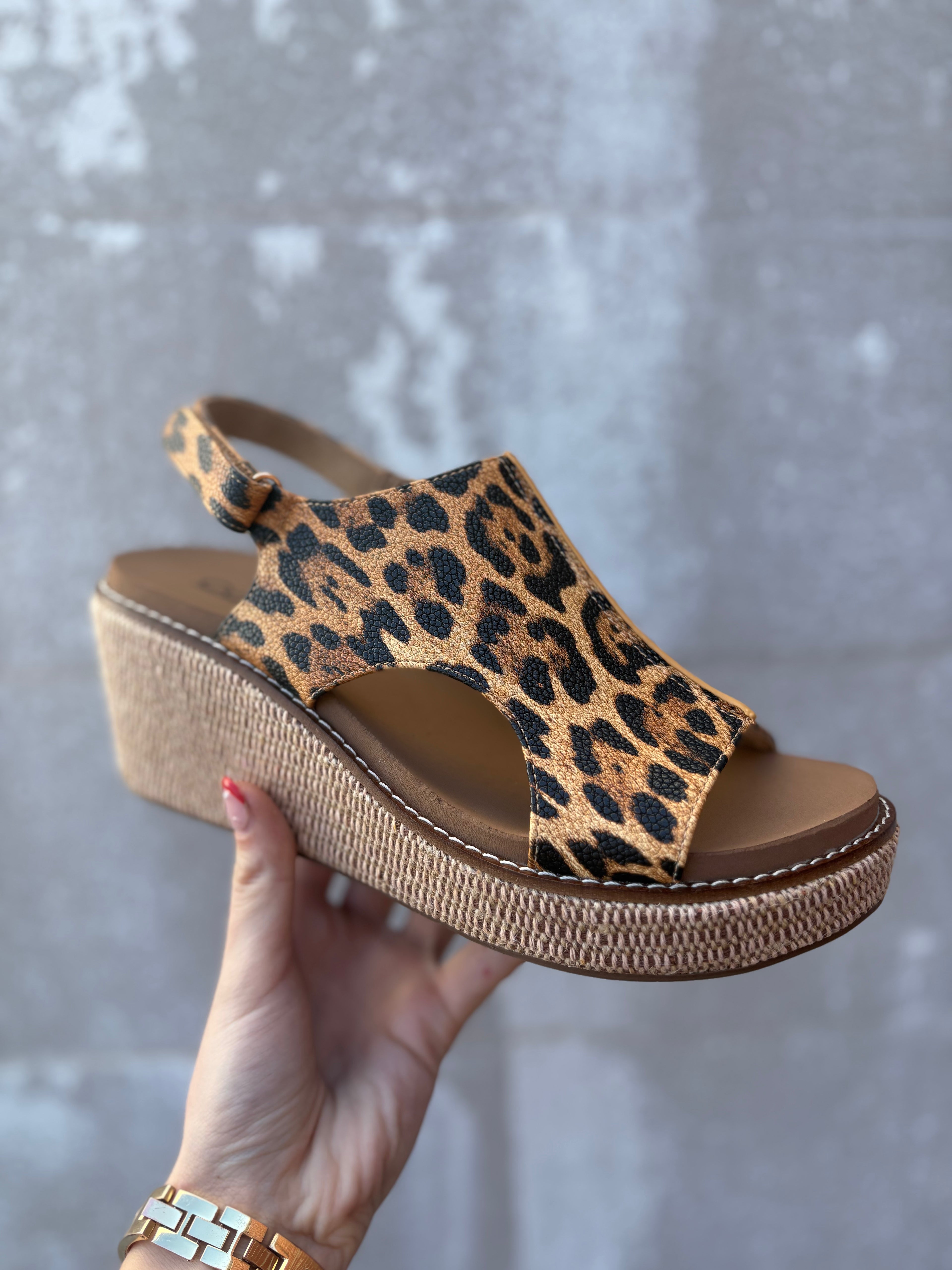Corkys Leopard Wedge