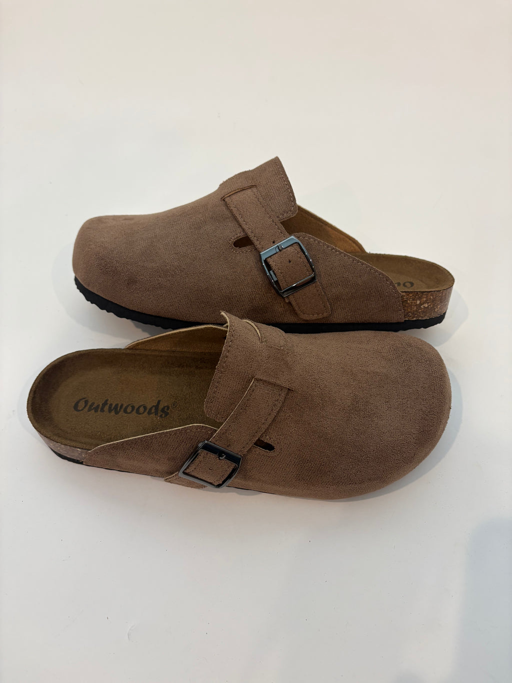 Taupe Suede Clogs