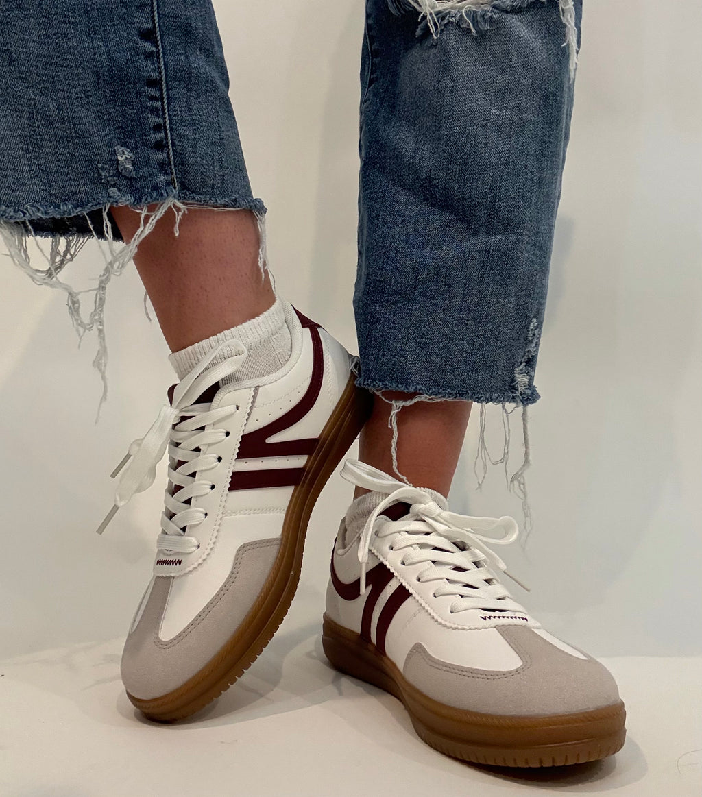 Crimson Stripe Sneakers