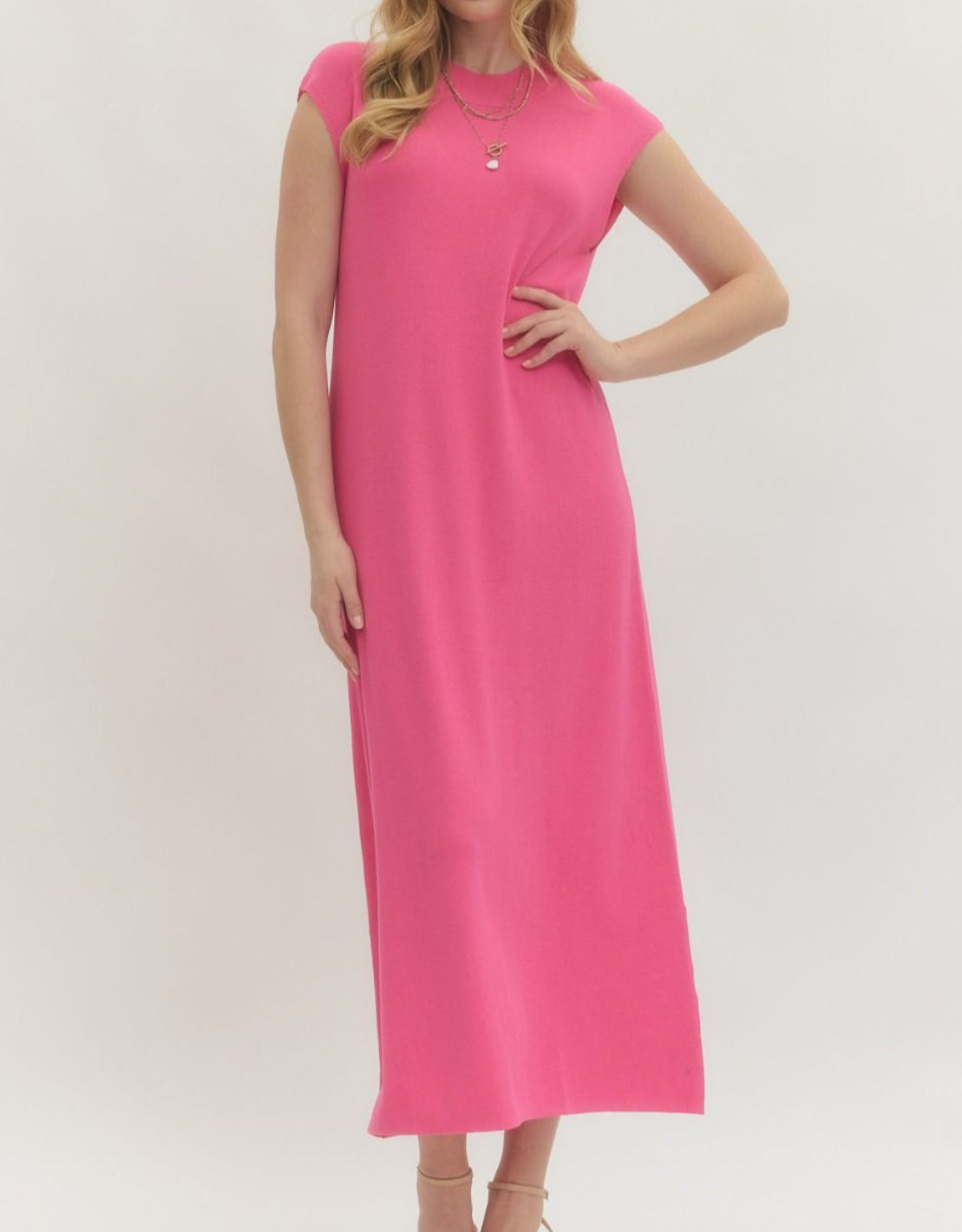 Pink Sleeveless Maxi Dress