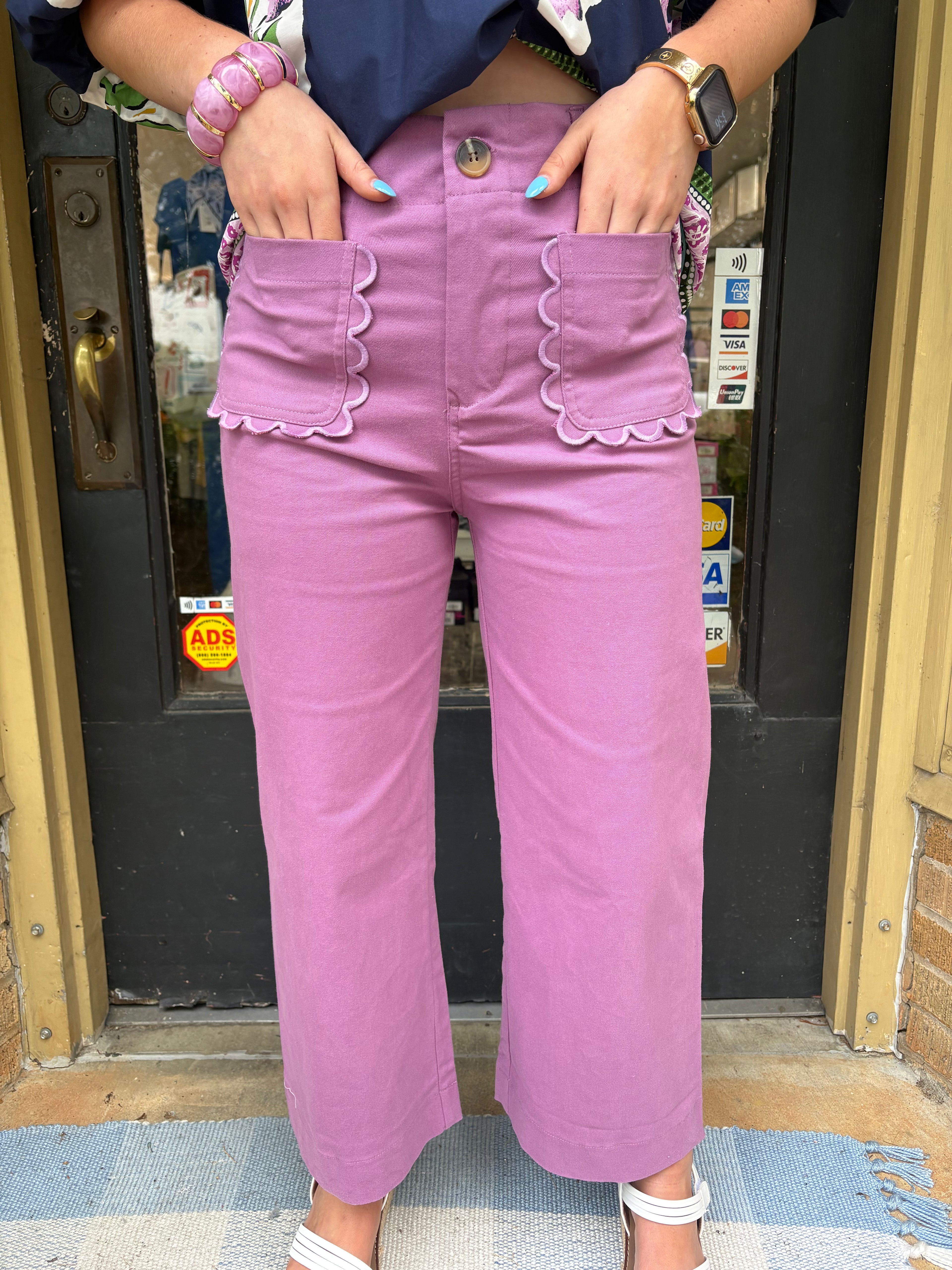Lilac Scallop Crop Pants