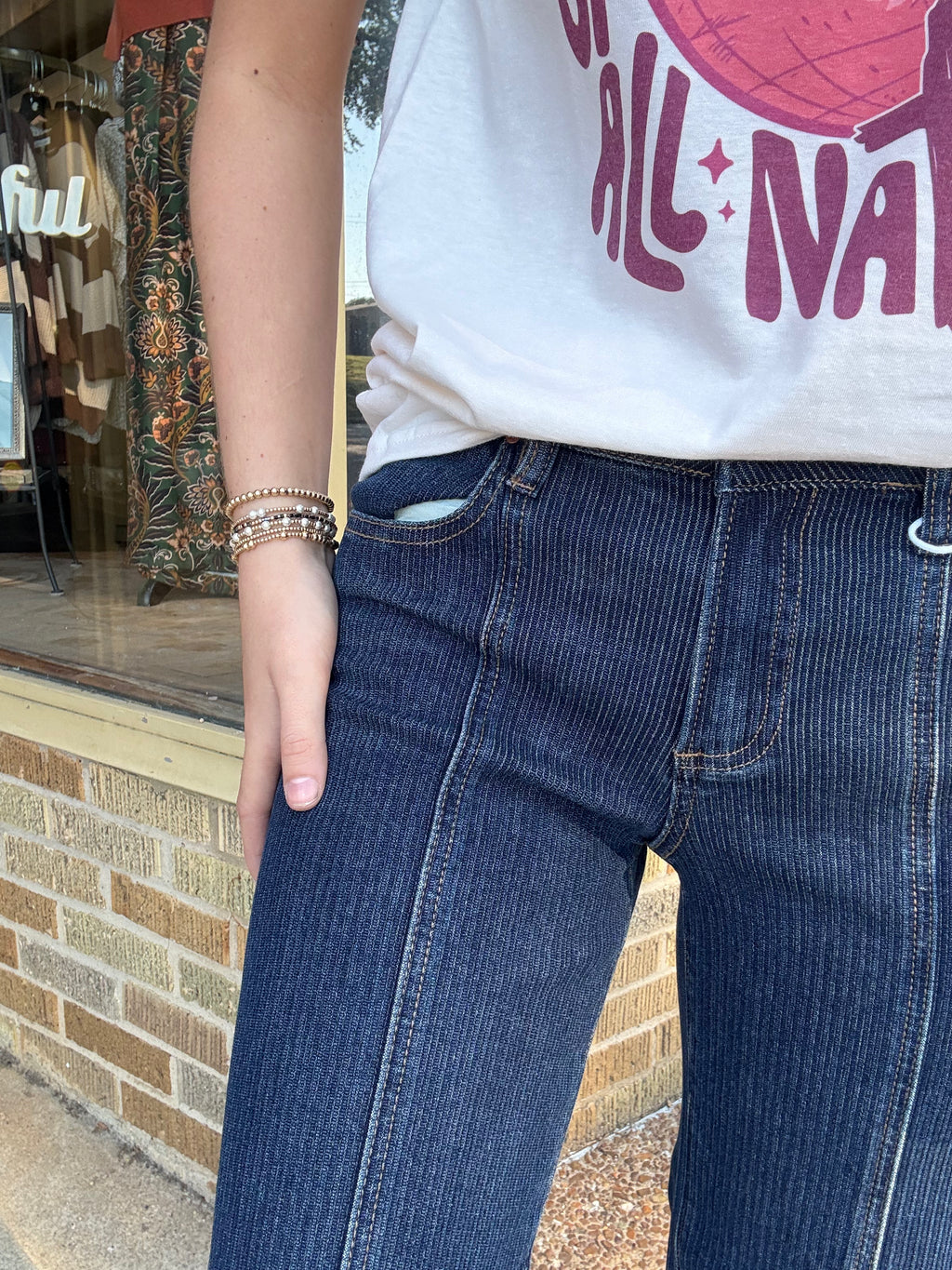 Risen Dark Seamed Detail Jeans
