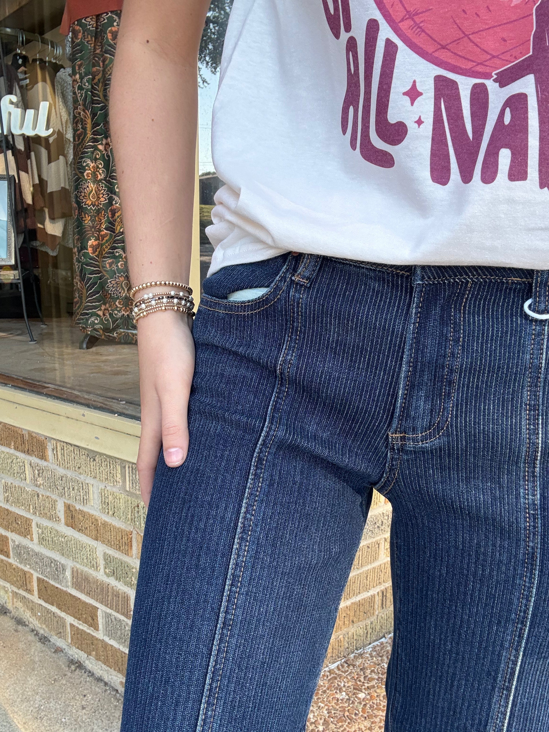 Risen Dark Seamed Detail Jeans